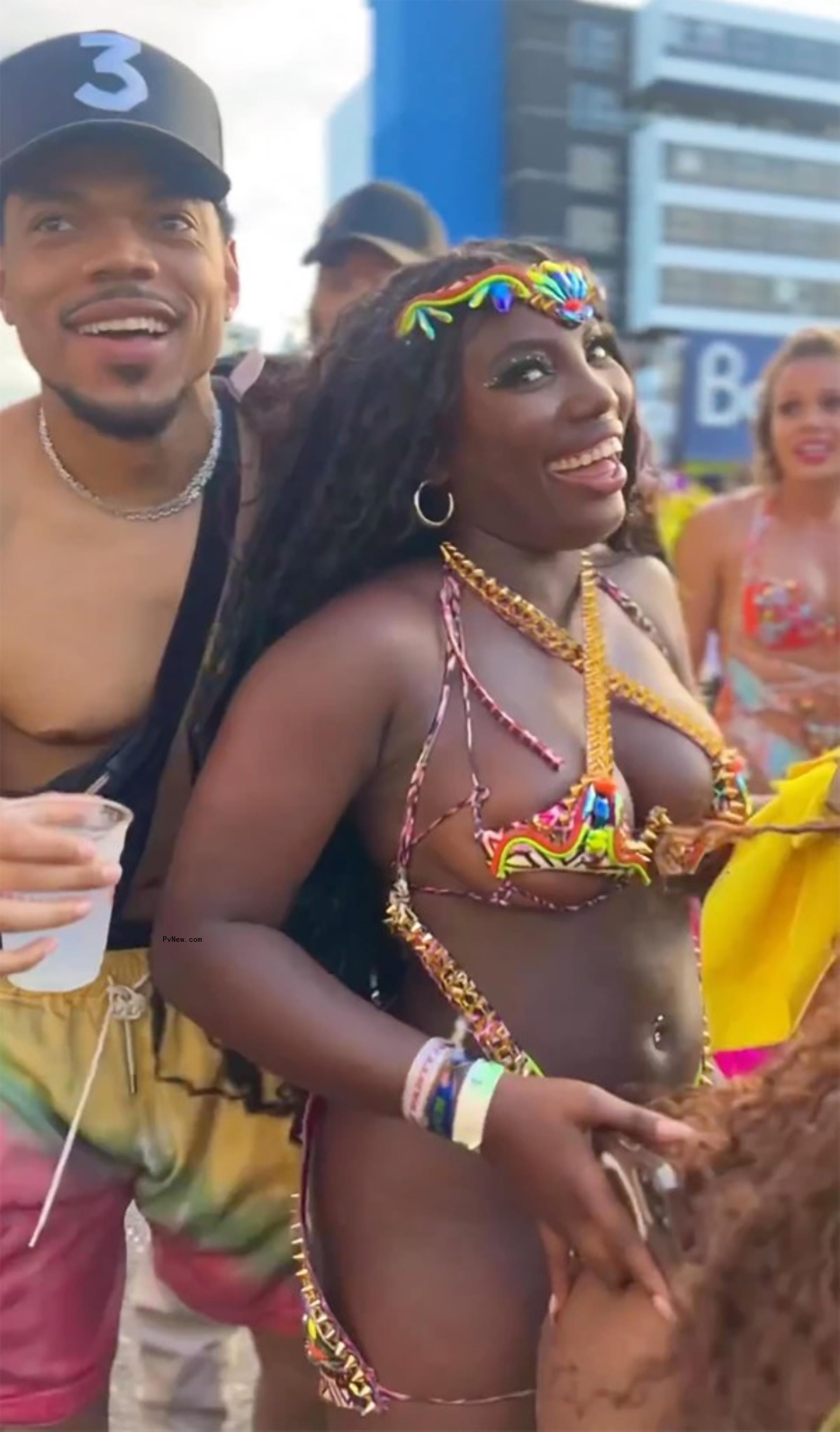 Chance the Rapper and Mela Millz dancing at Carnival in Jamaica.