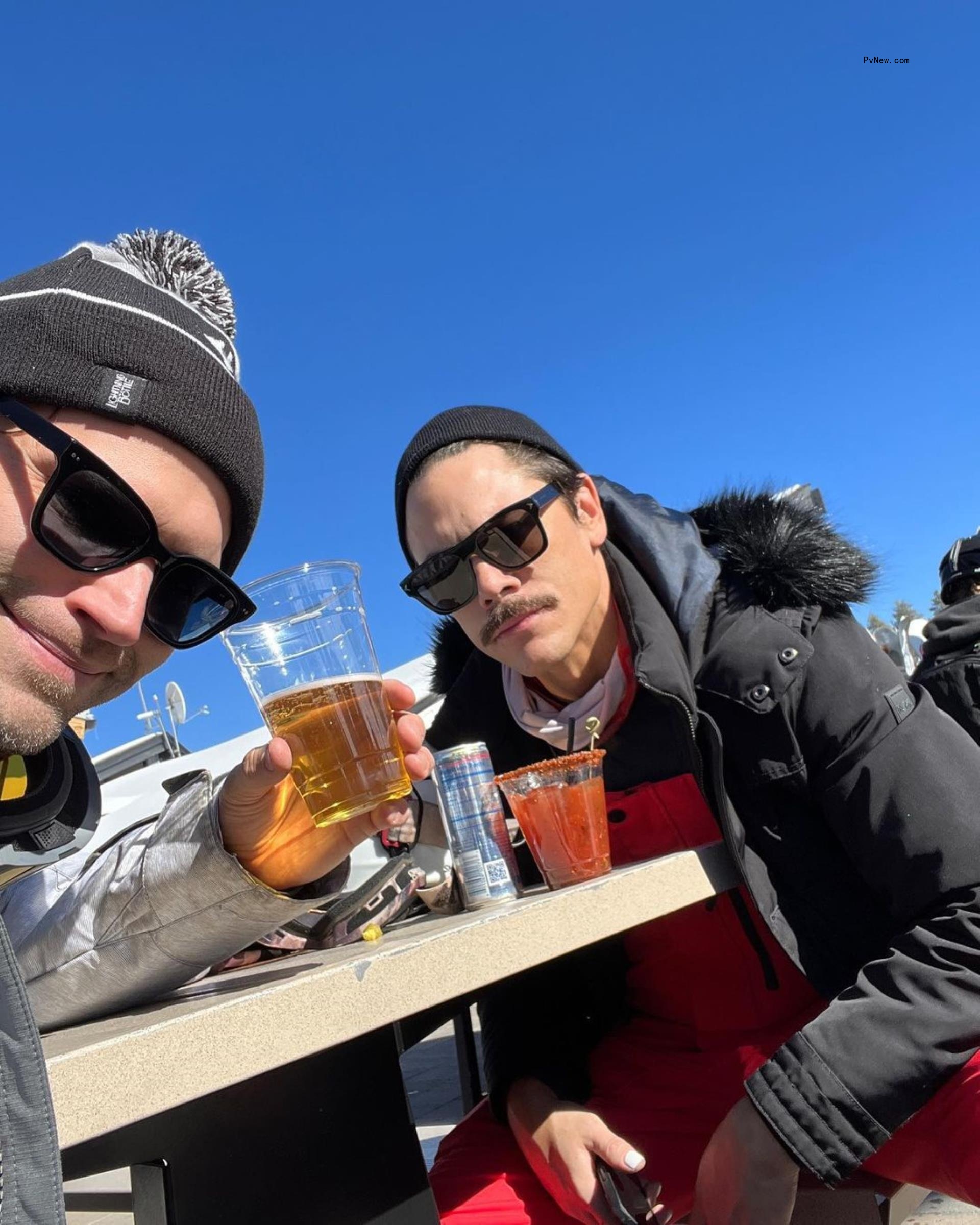 Tom Schwartz and Tom Sandoval drink in snow