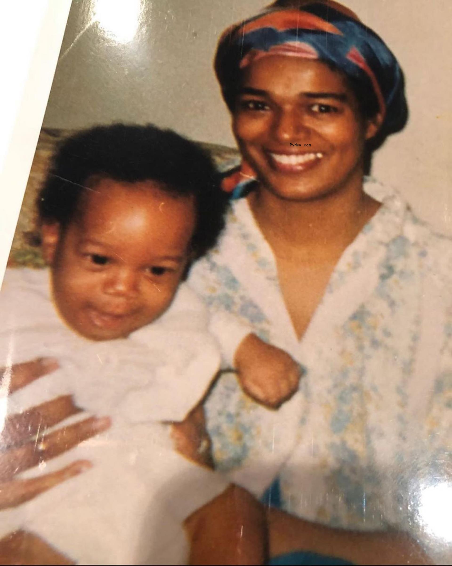 A picture of Marlon Wayans and his mom, Elvira, when he was a baby.