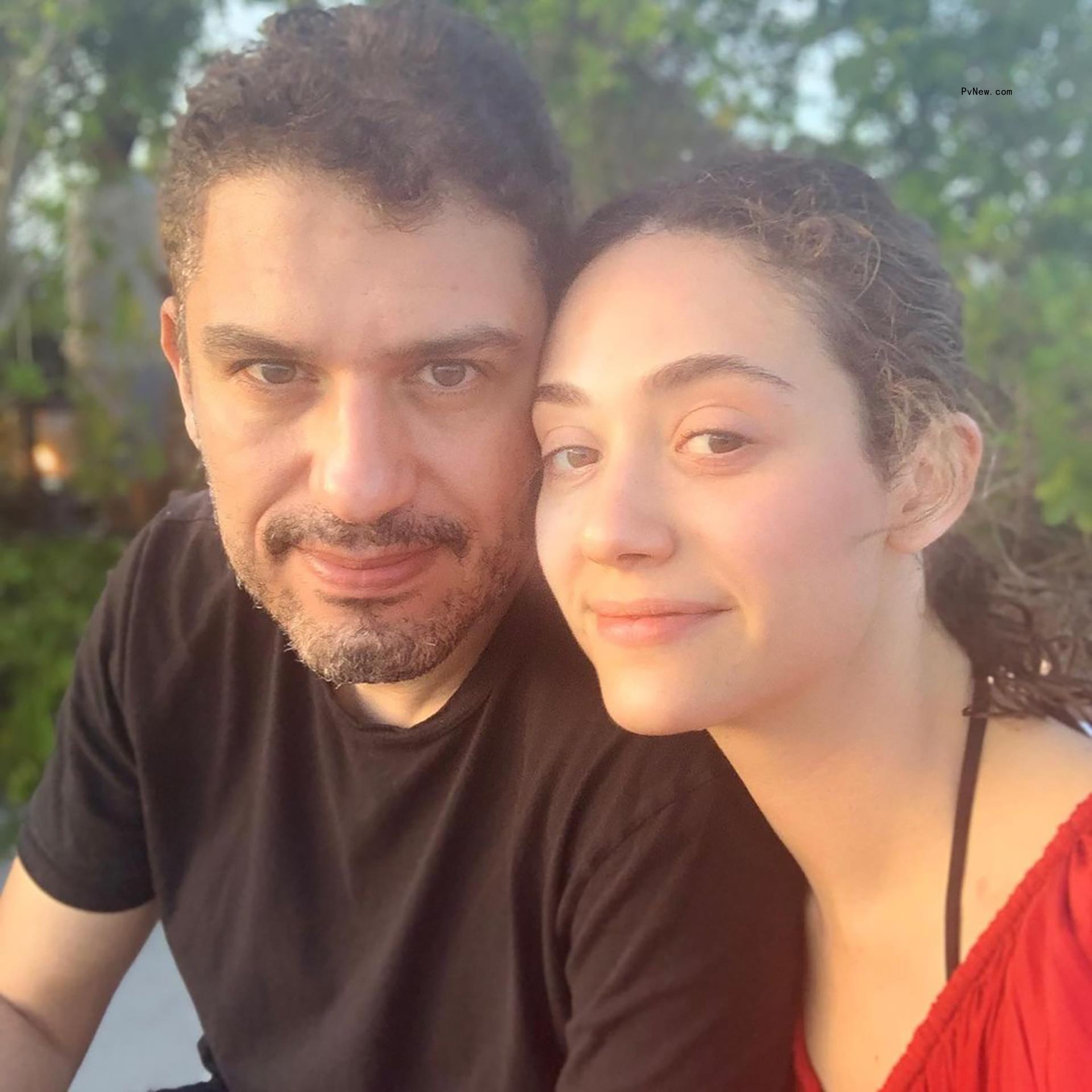 A selfie of Emmy Rossum and her husband