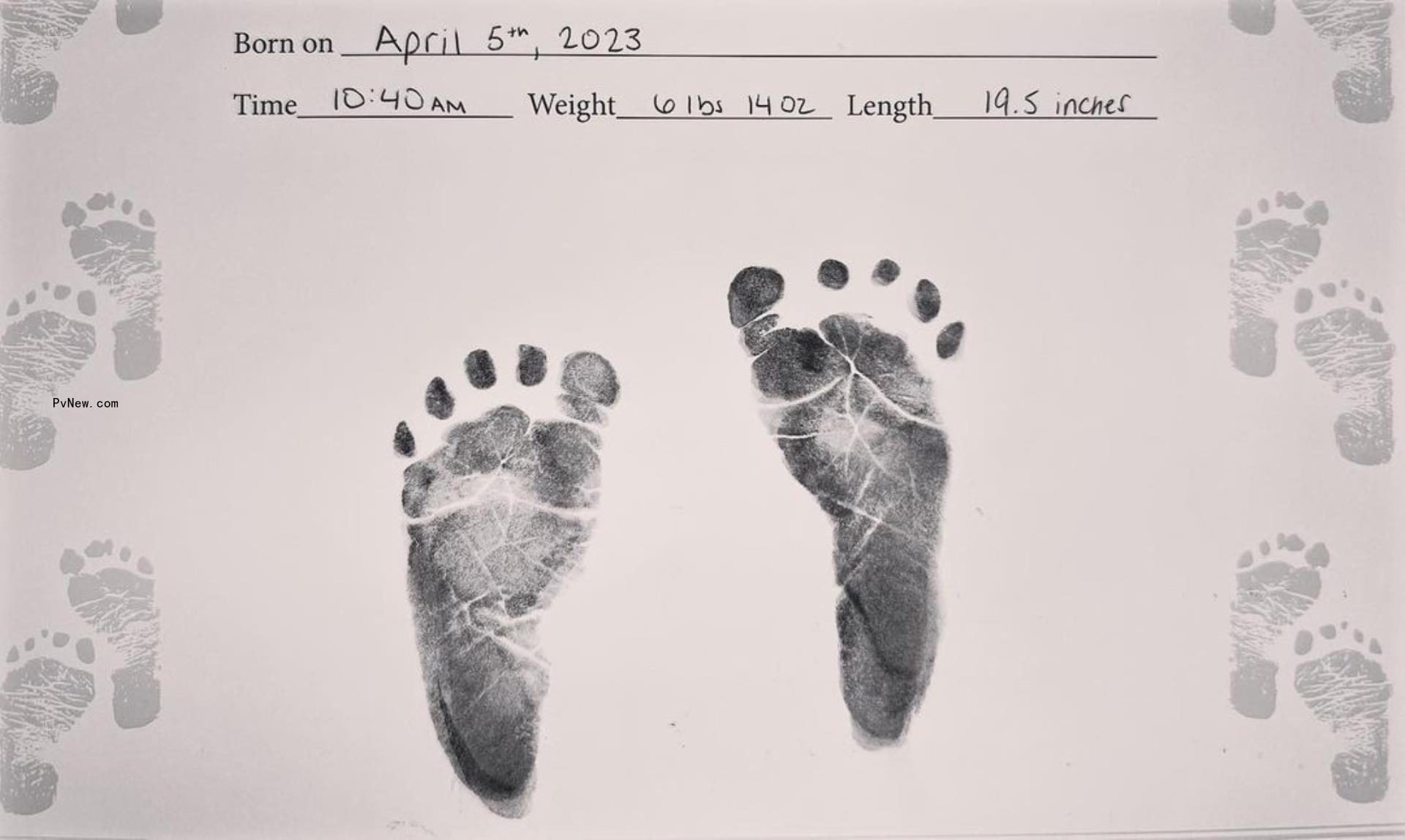 Emmy Rossum's baby's footprints
