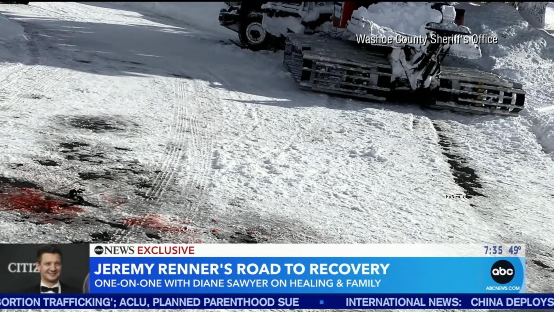 a photo of snow with blood stains