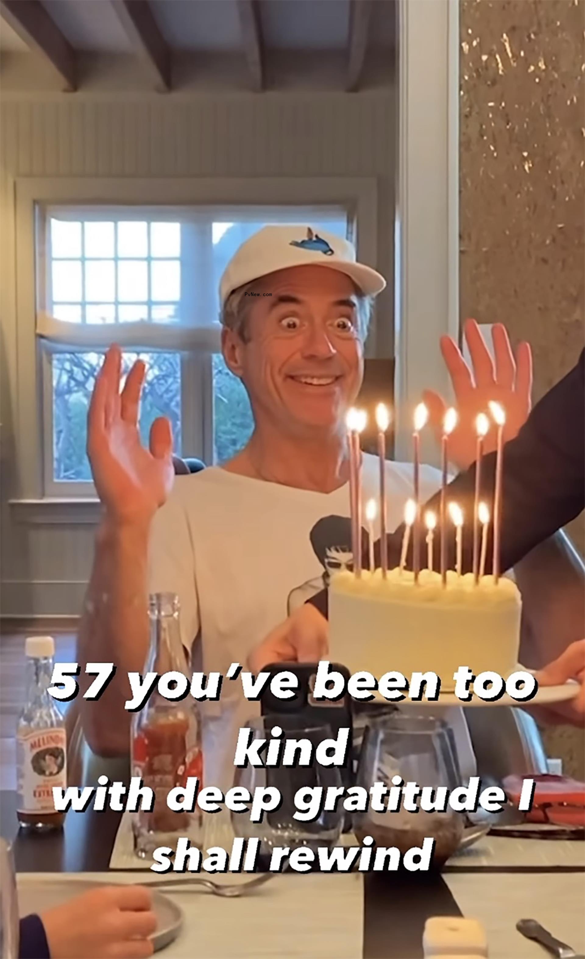 Robert Downey Jr. getting a birthday cake