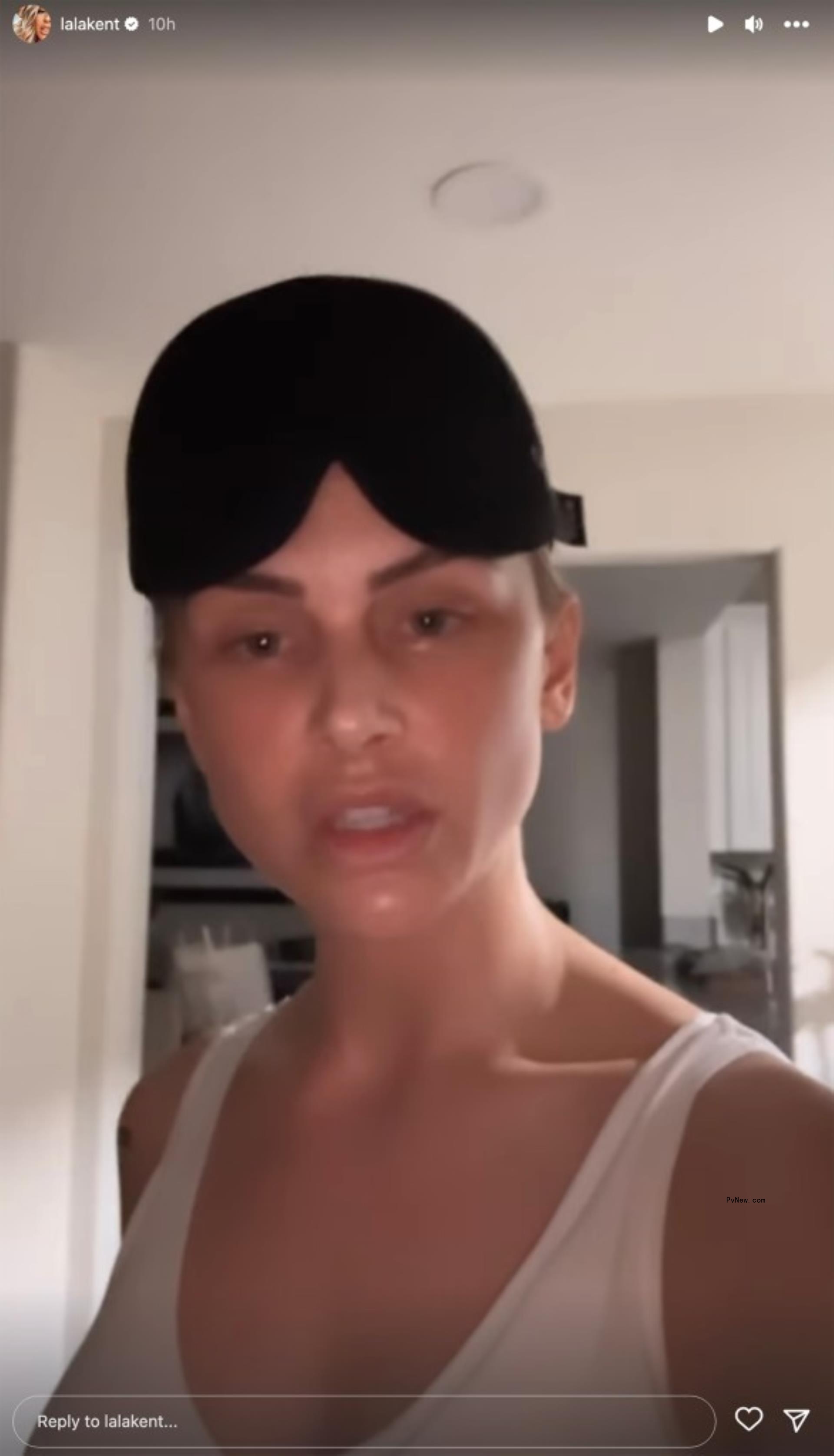 Lala Kent wearing a sleep mask.