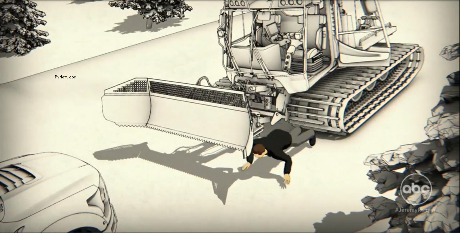 An animation of Jeremy Renner's accident.