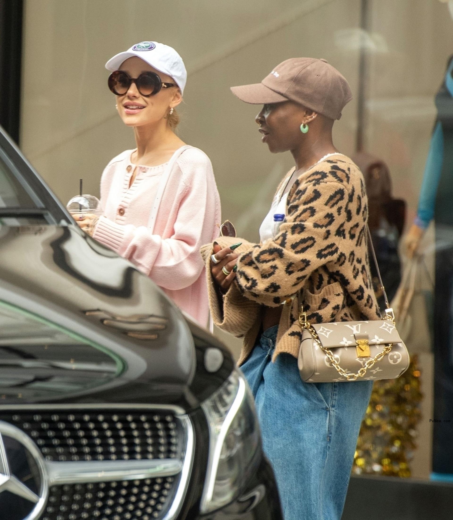 ariana grande and cynthia erivo getting into a car