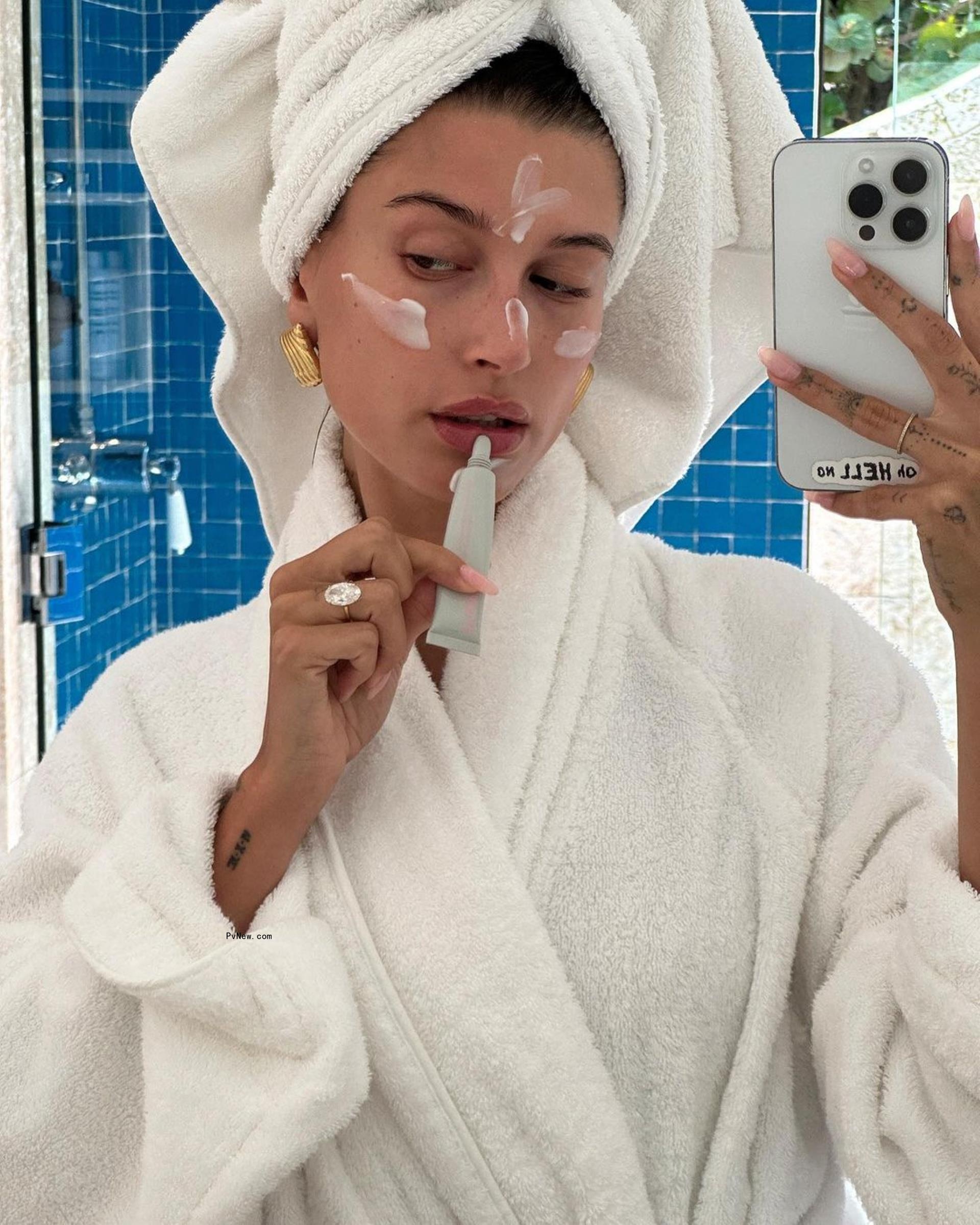 hailey bieber in robe 