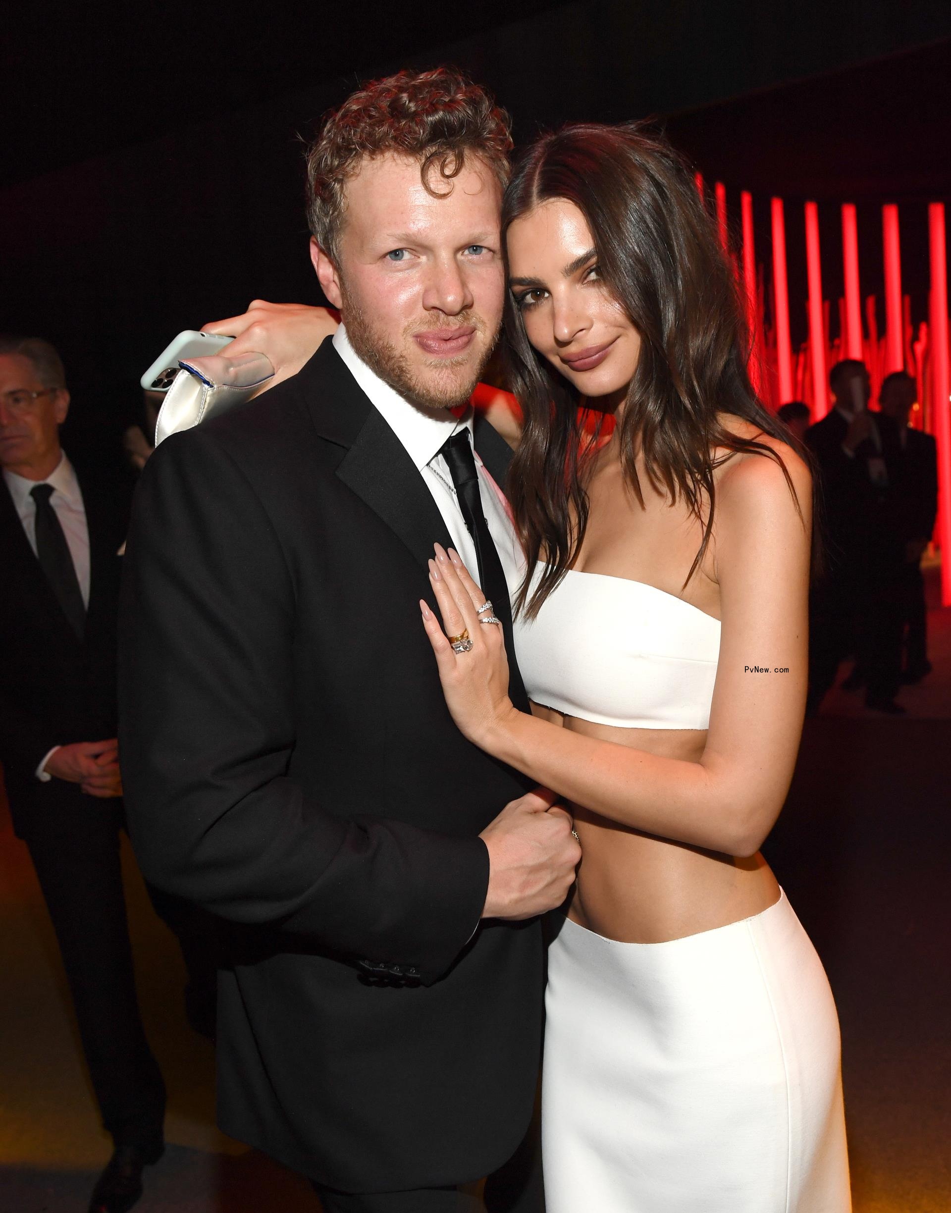 Sebastian Bear-McClard and Emily Ratajkowski at 2020 Vanity Fair Oscar party