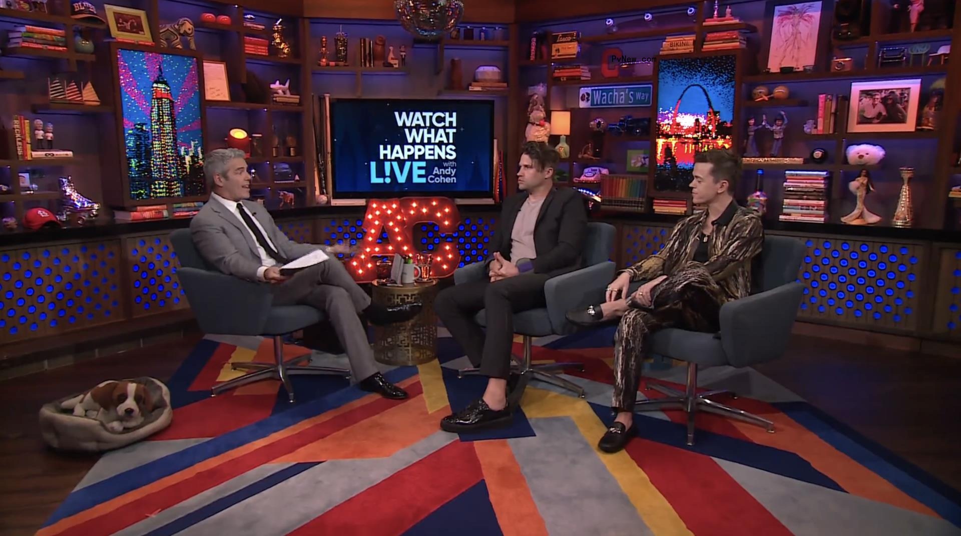 Andy Cohen, Tom Schwartz and John Owen Lowe sitting on