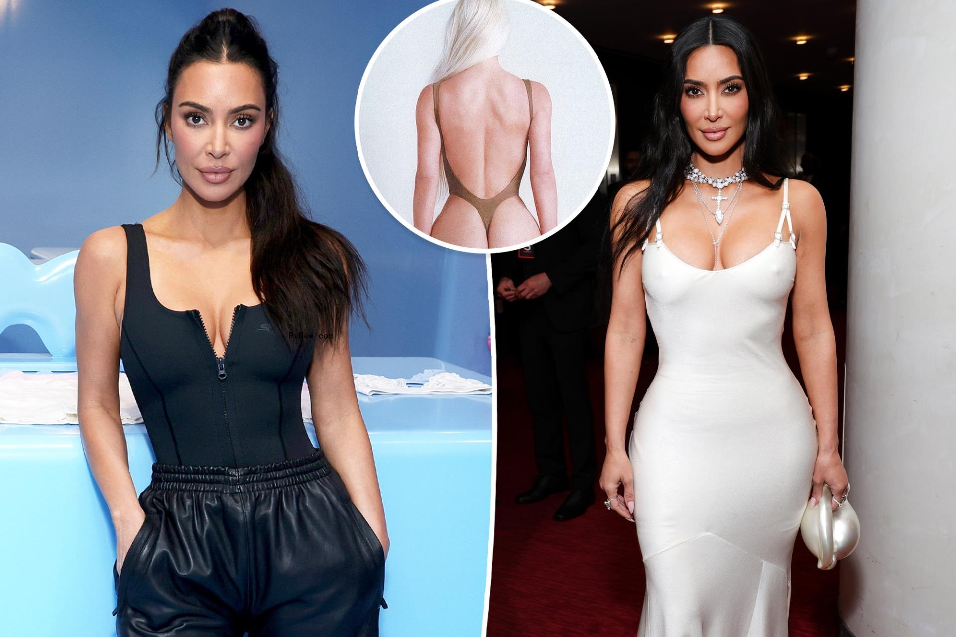 Kim Kardashian bares her butt modeling sexy thong bodysuit for Skims