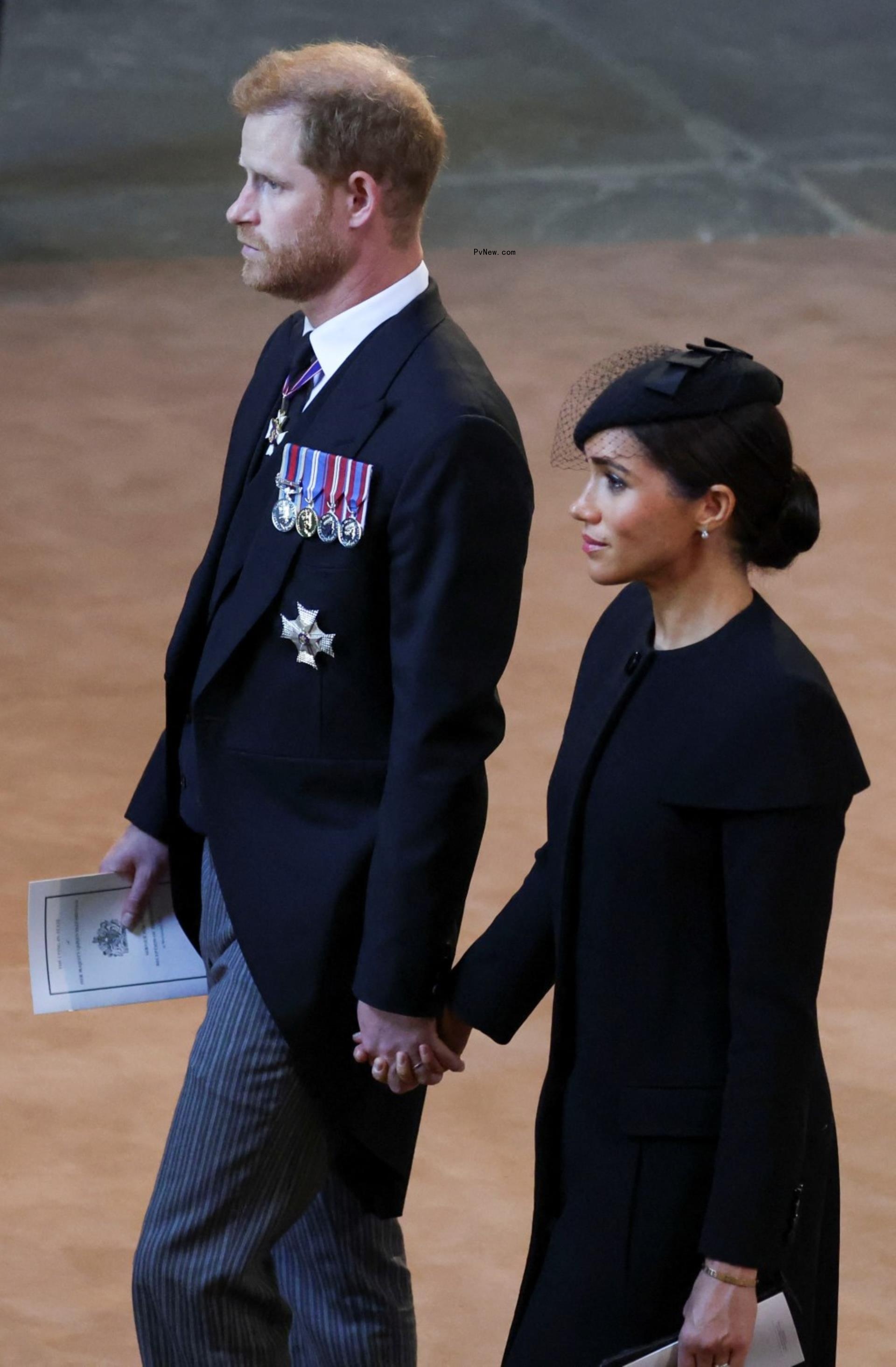 Prince Harry and Meghan Markle at the Queen's funeral.