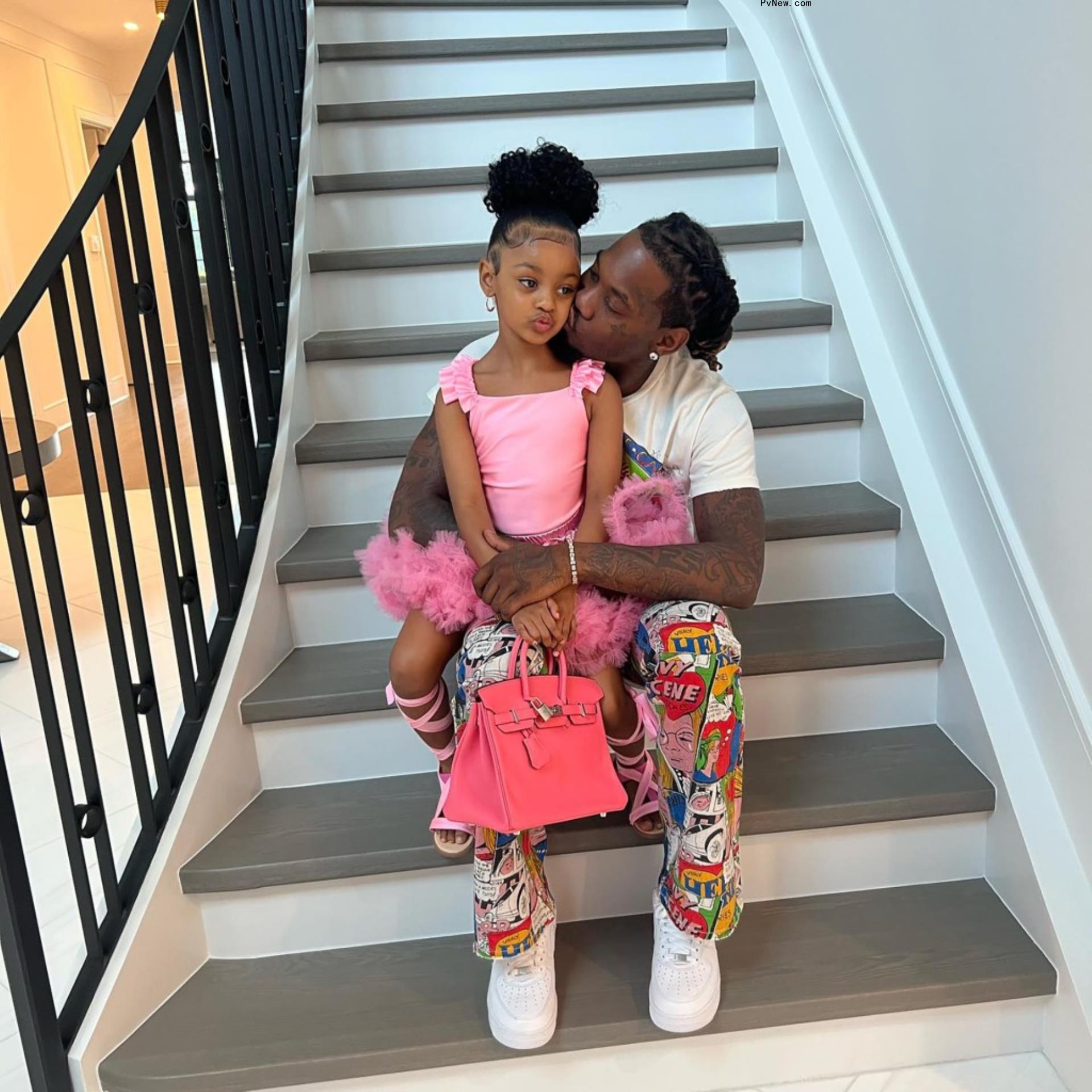 Kulture with a Birkin bag with her dad Offset. 