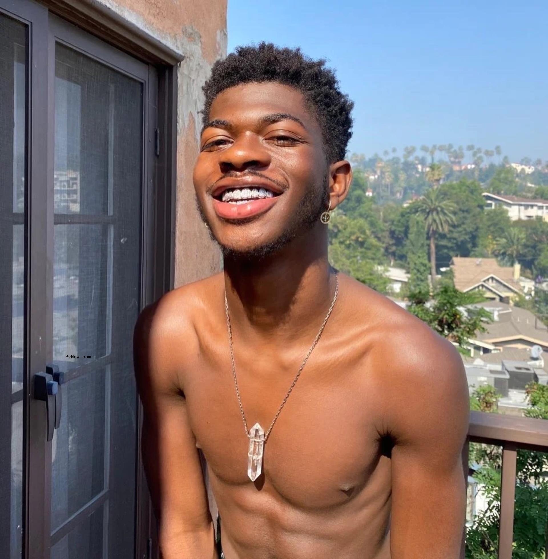 Lil Nas X wearing a crystal necklace