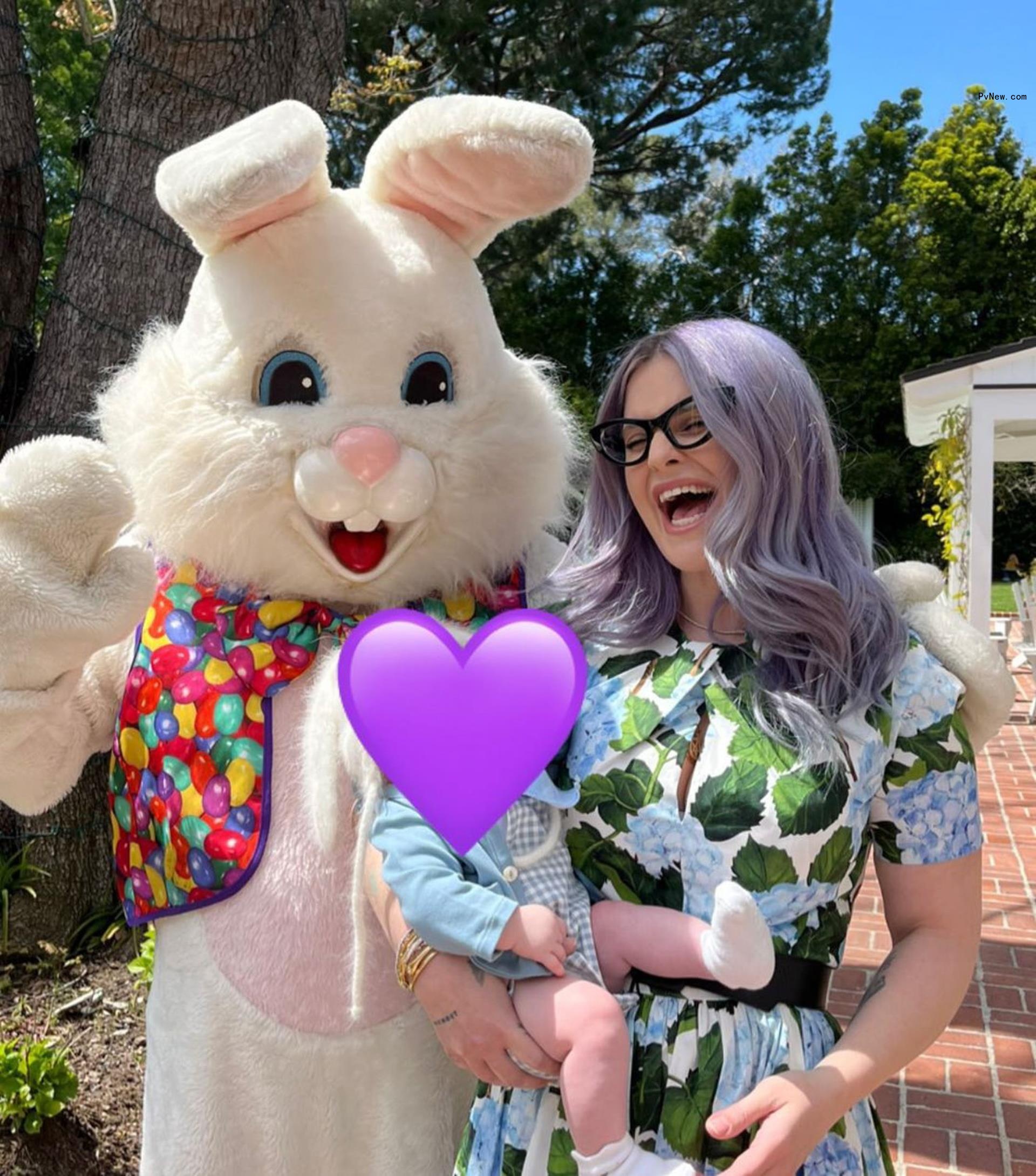 Kelly Osbourne and son Sid with the Easter Bunny.