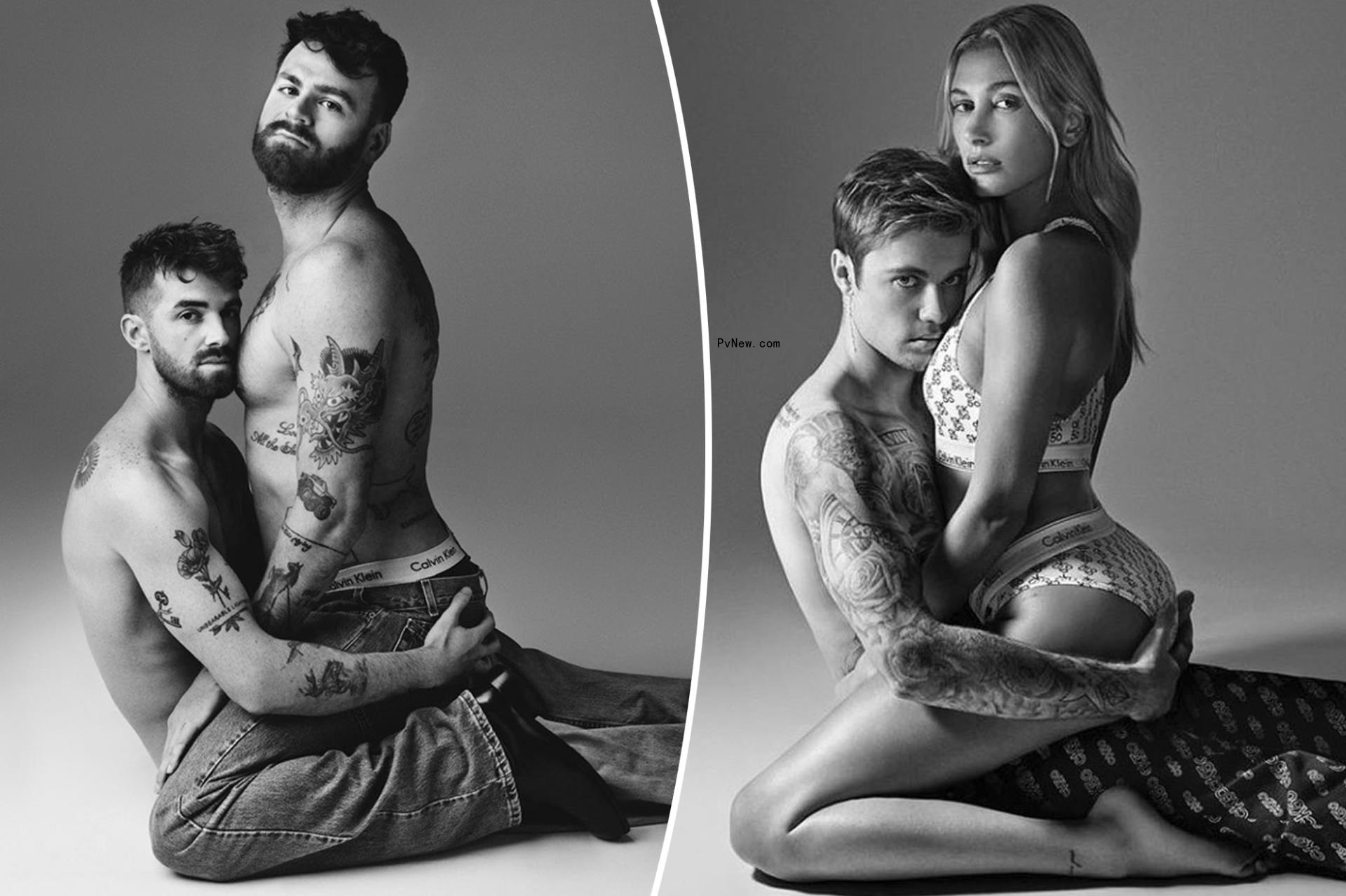 Chainsmokers’ Alex Pall straddles Drew Taggart in re-creation of Justin, Hailey Bieber’s Calvin Klein ad