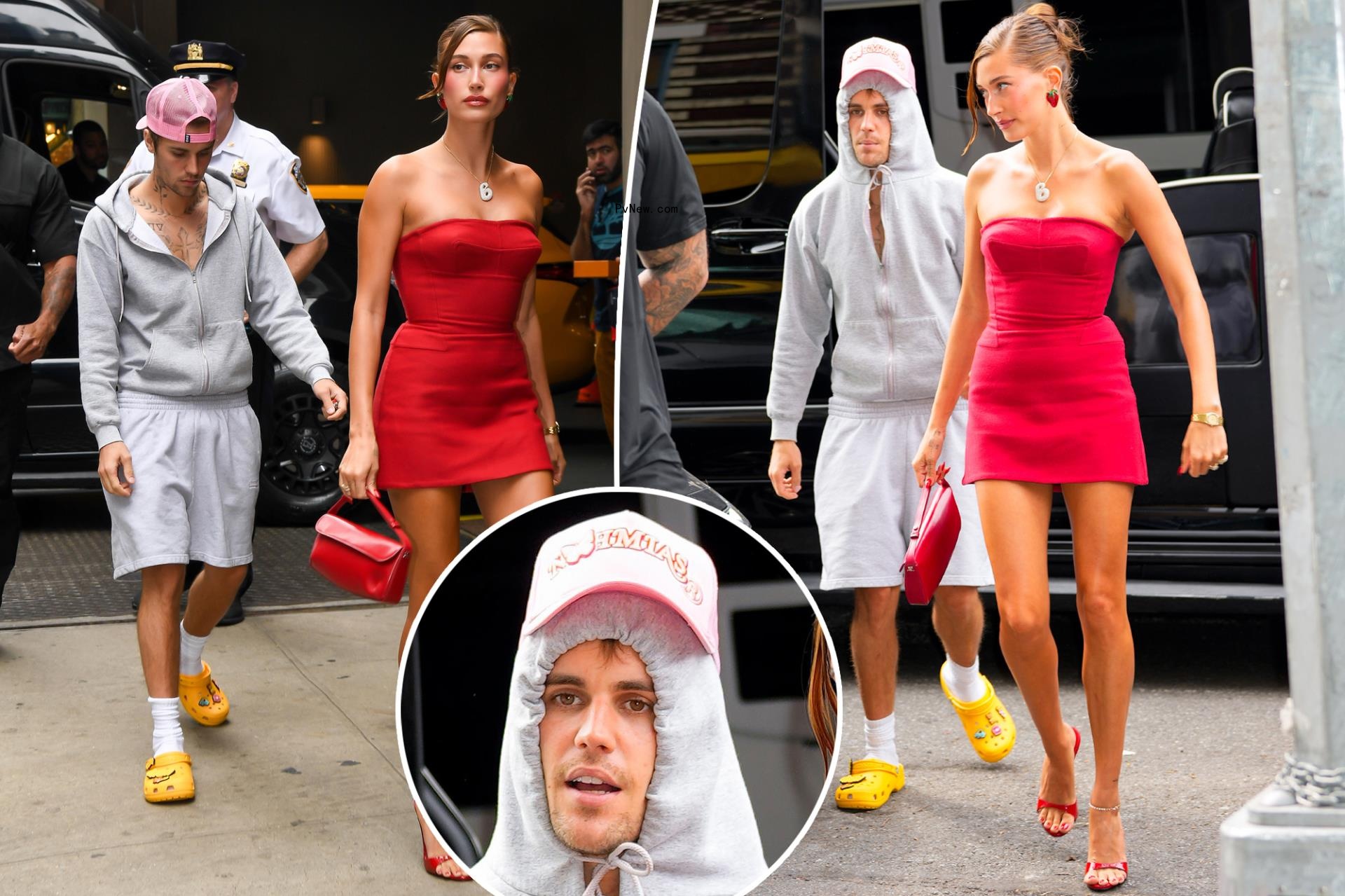 Justin Bieber shows up to Hailey’s glamorous Rhode launch event in sweats