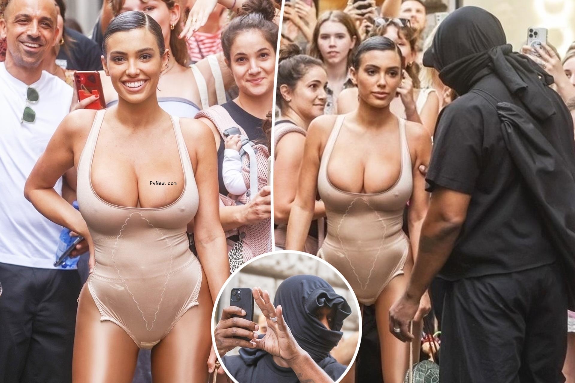 Kanye West’s ‘wife’ Bianca Censori strikes a pose in risqué outfit with excited Italian locals