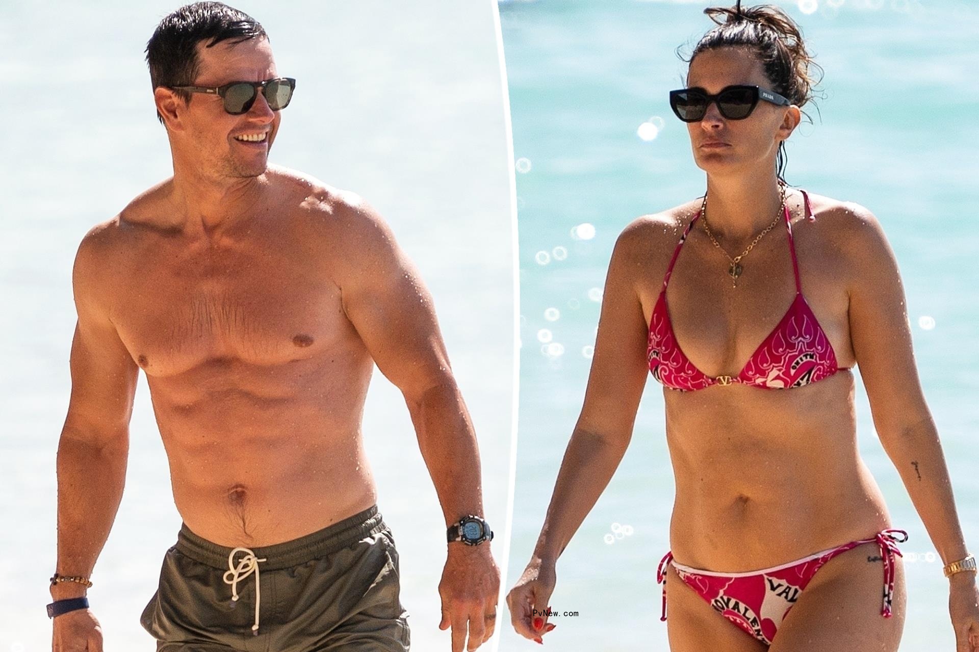 Shredded Mark Wahlberg and bikini-clad Rhea Durham soak up the sun on Barbados vacation