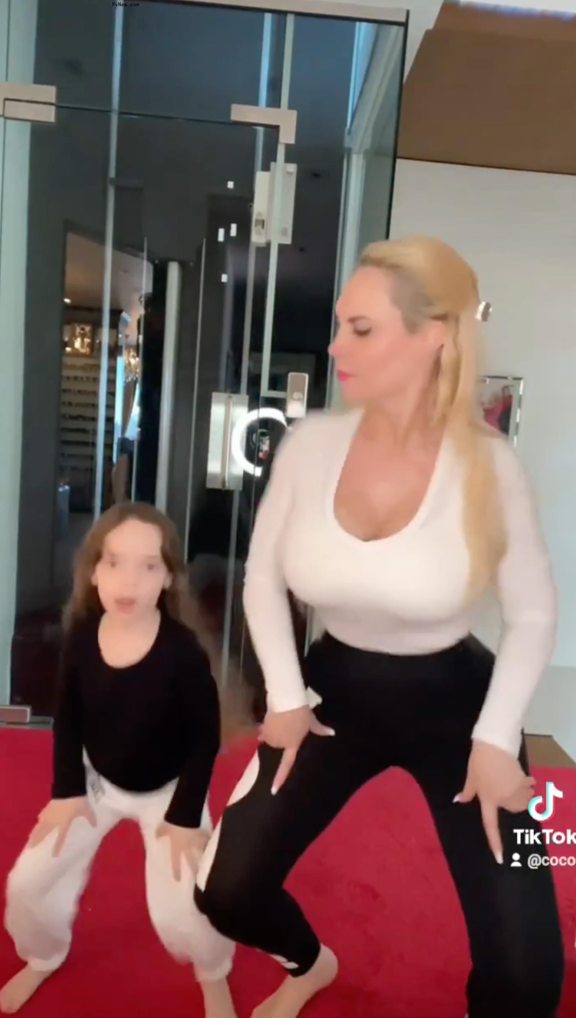 A still of Coco Austin and her daughter, Chanel, in a TikTok video.