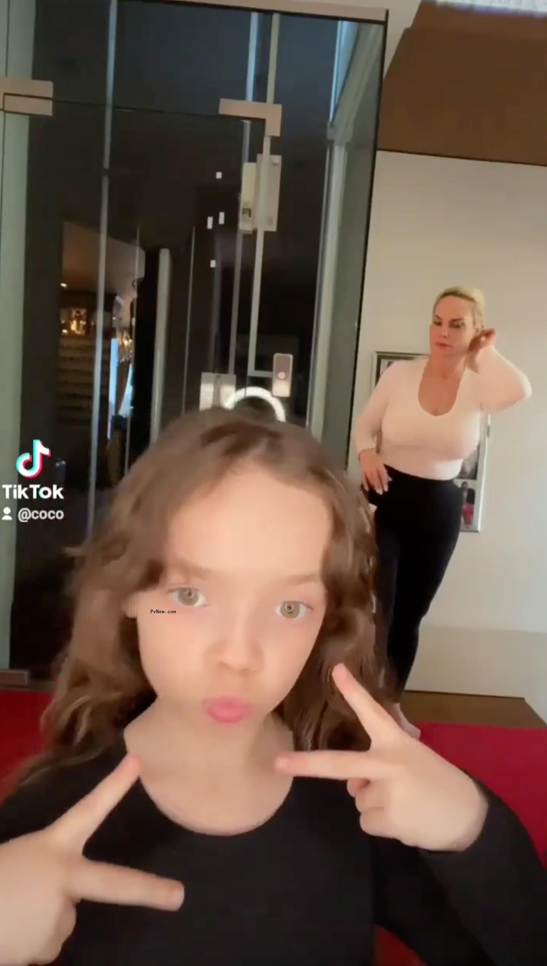A still of Coco Austin and her daughter, Chanel, in a TikTok video.
