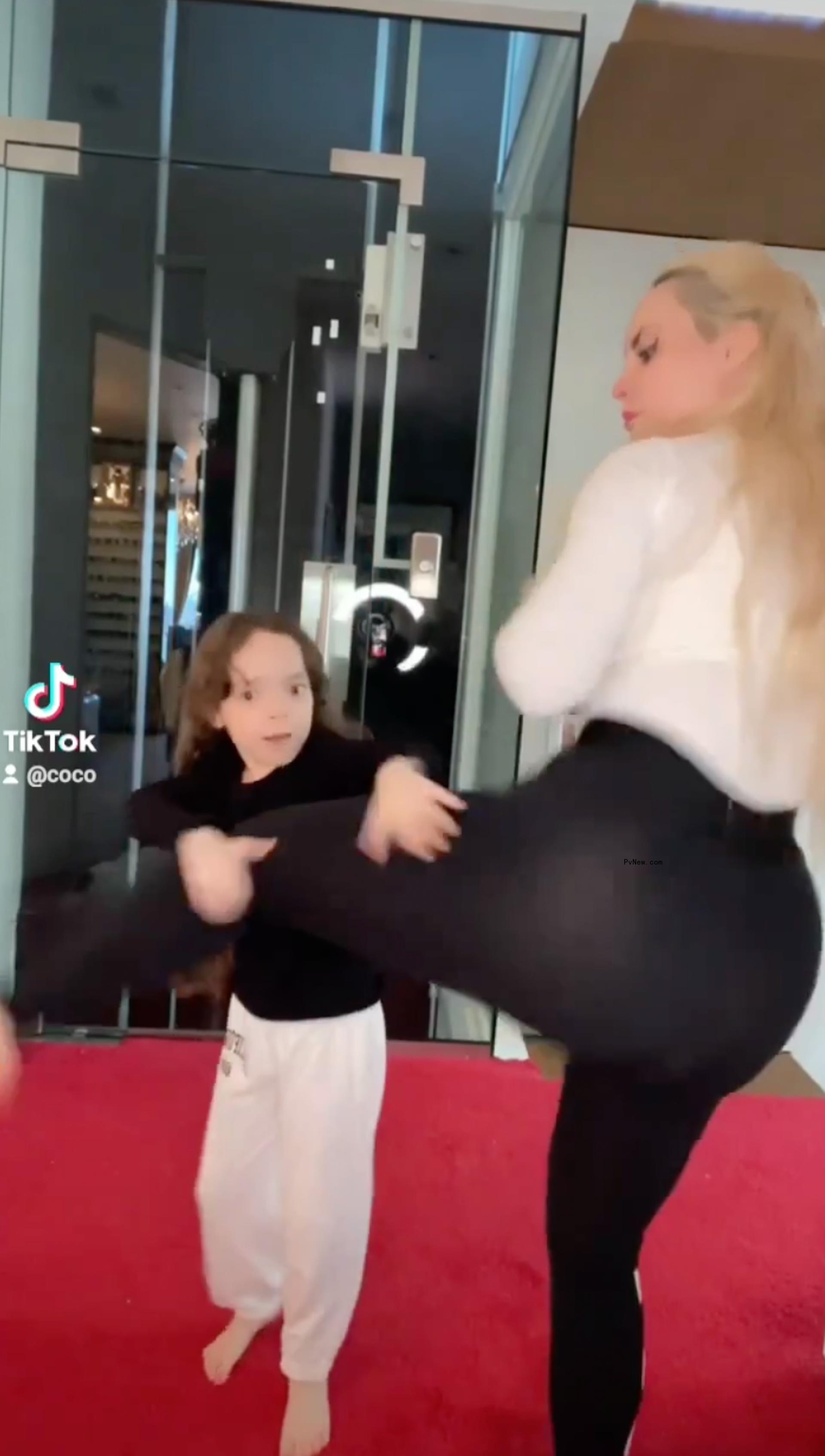 A still of Coco Austin and her daughter, Chanel, in a TikTok video.
