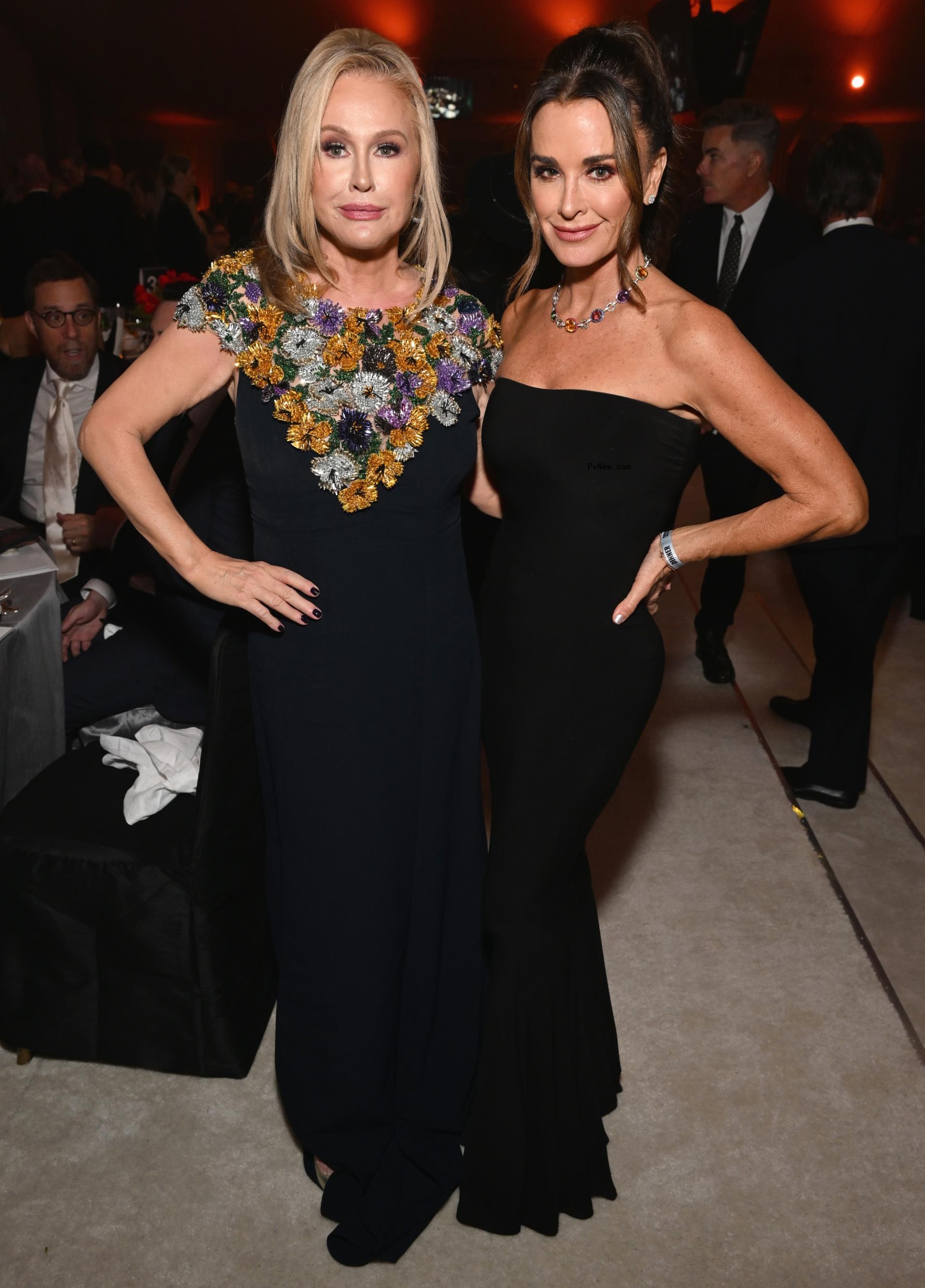 Kathy Hilton and Kyle Richards posing at an event together.