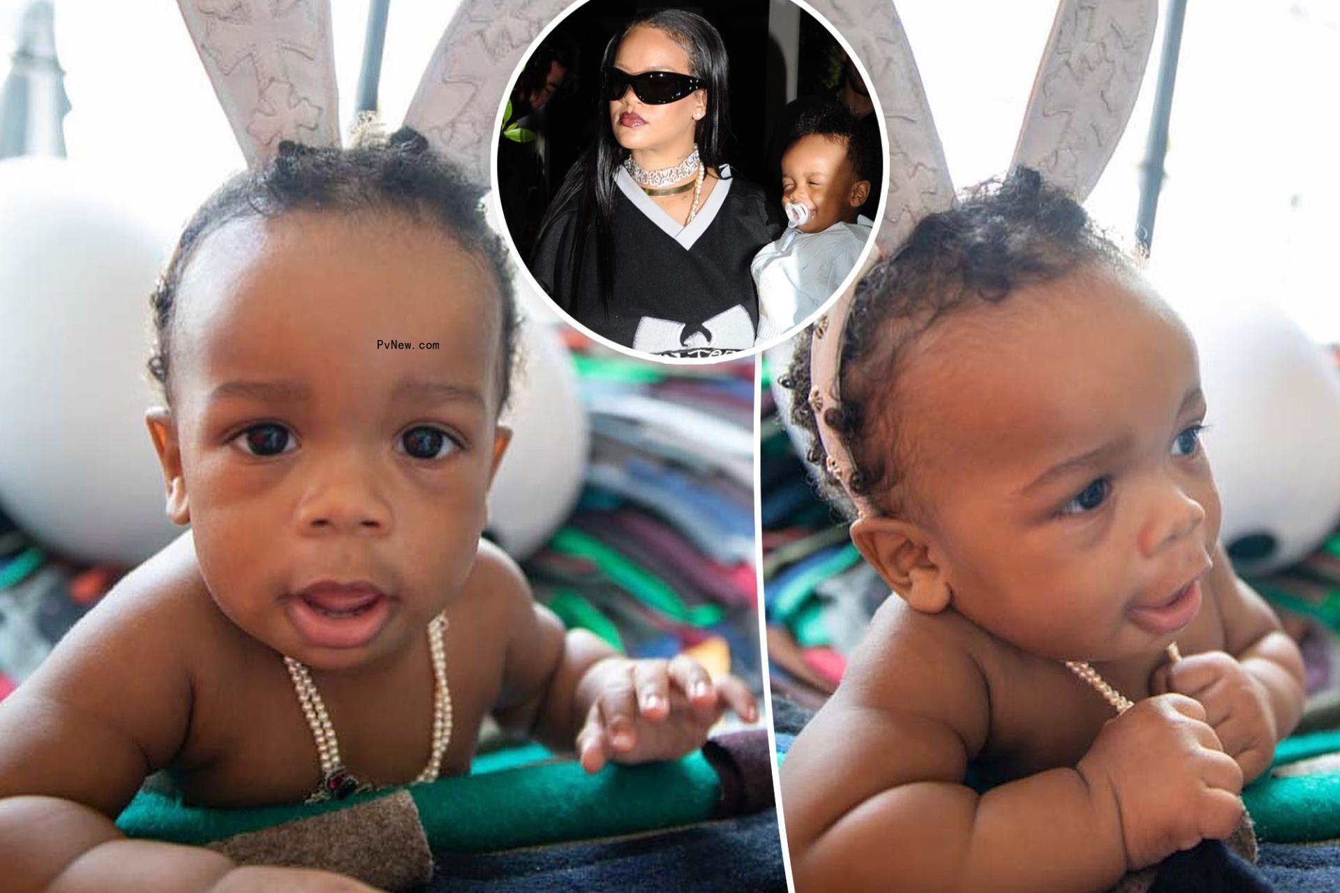 Rihanna and A$AP Rocky’s baby boy sports diamonds, designer bunny ears for Easter