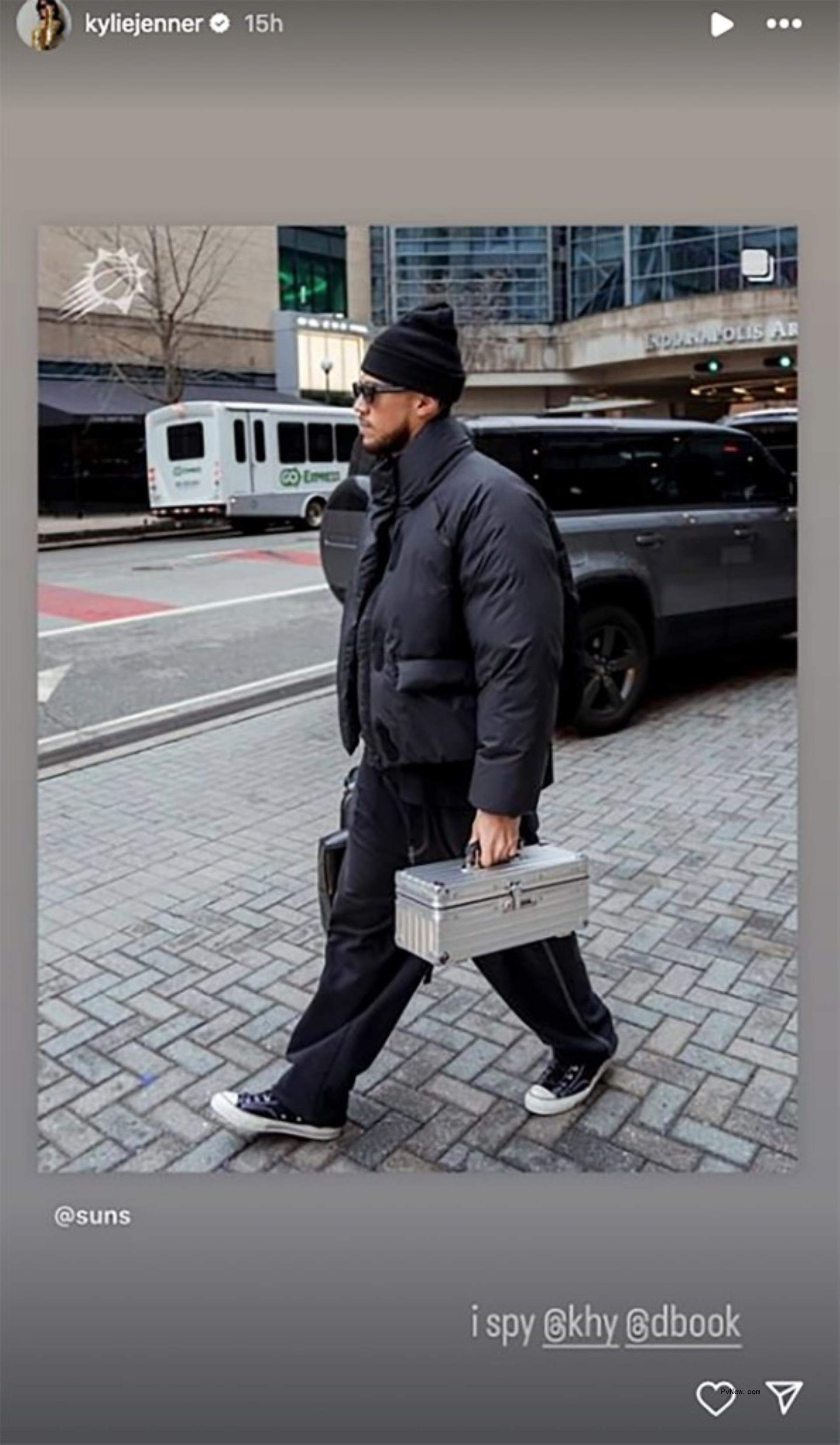 Devin Booker wearing a Khy coat