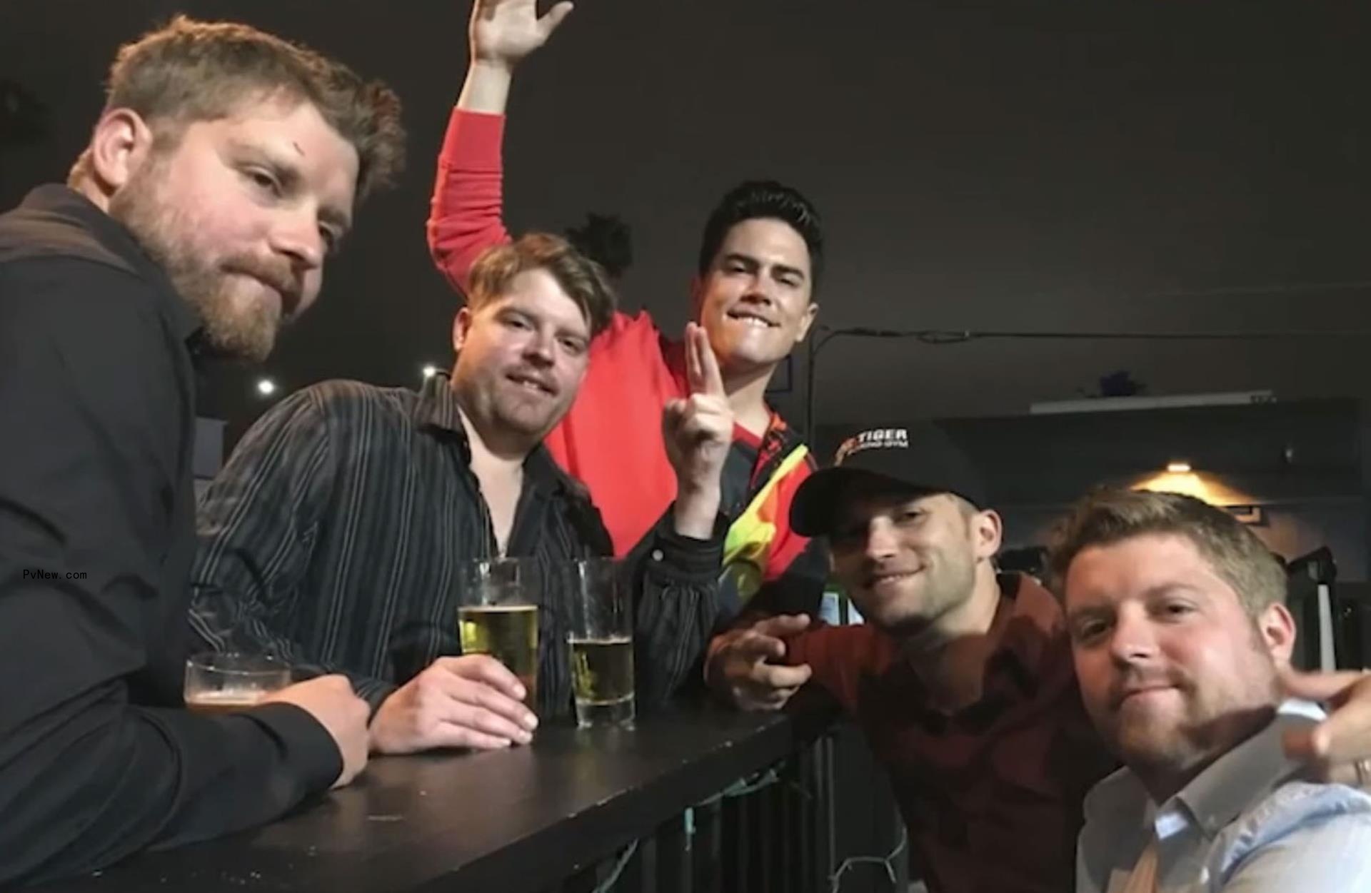 A selfie of Tom Sandoval and Tom Schwartz with Tom Schwartz's triplet brothers