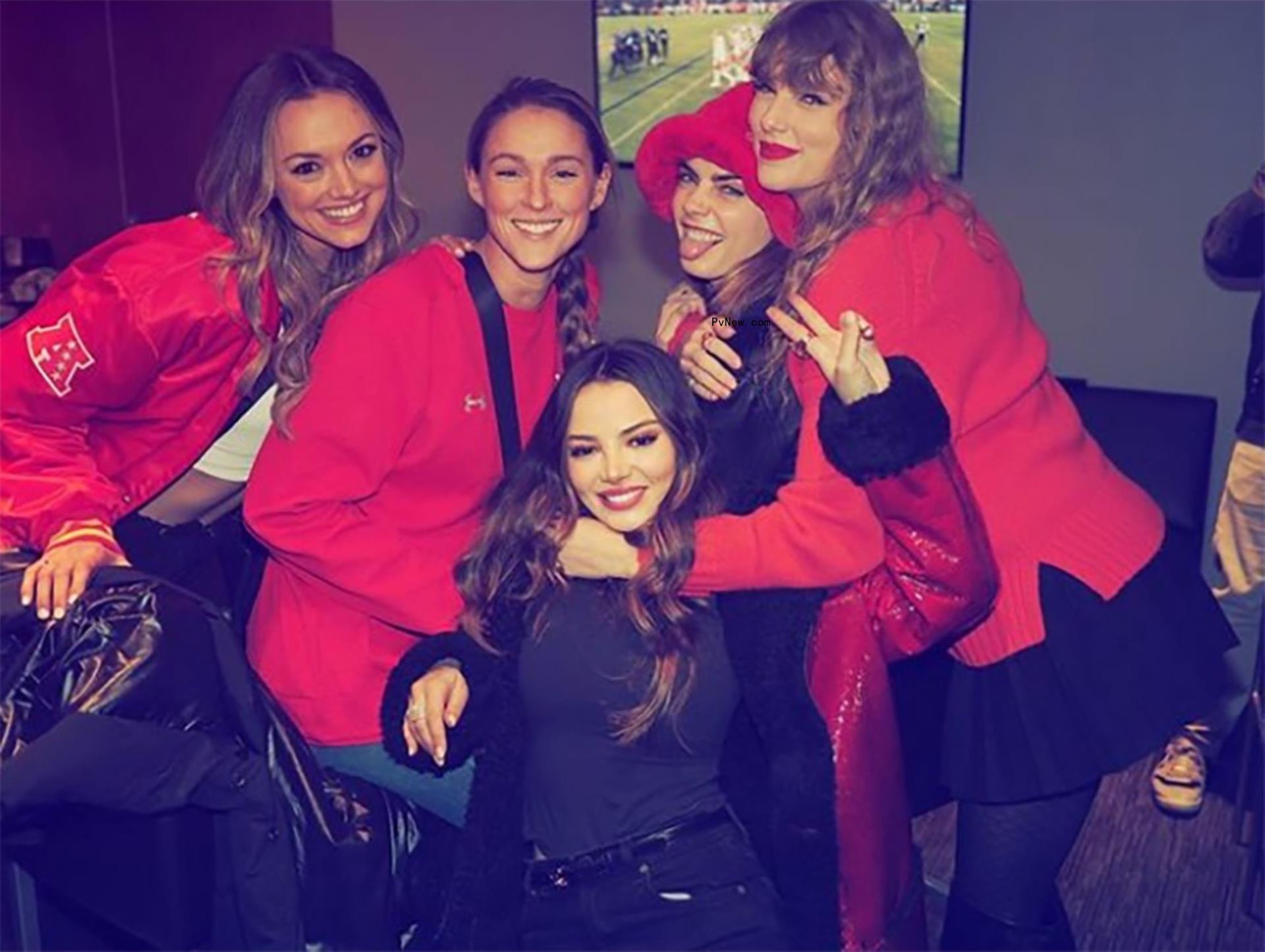 Kylie Kelce, Taylor Swift and Keleigh Teller, Cara Delevigne