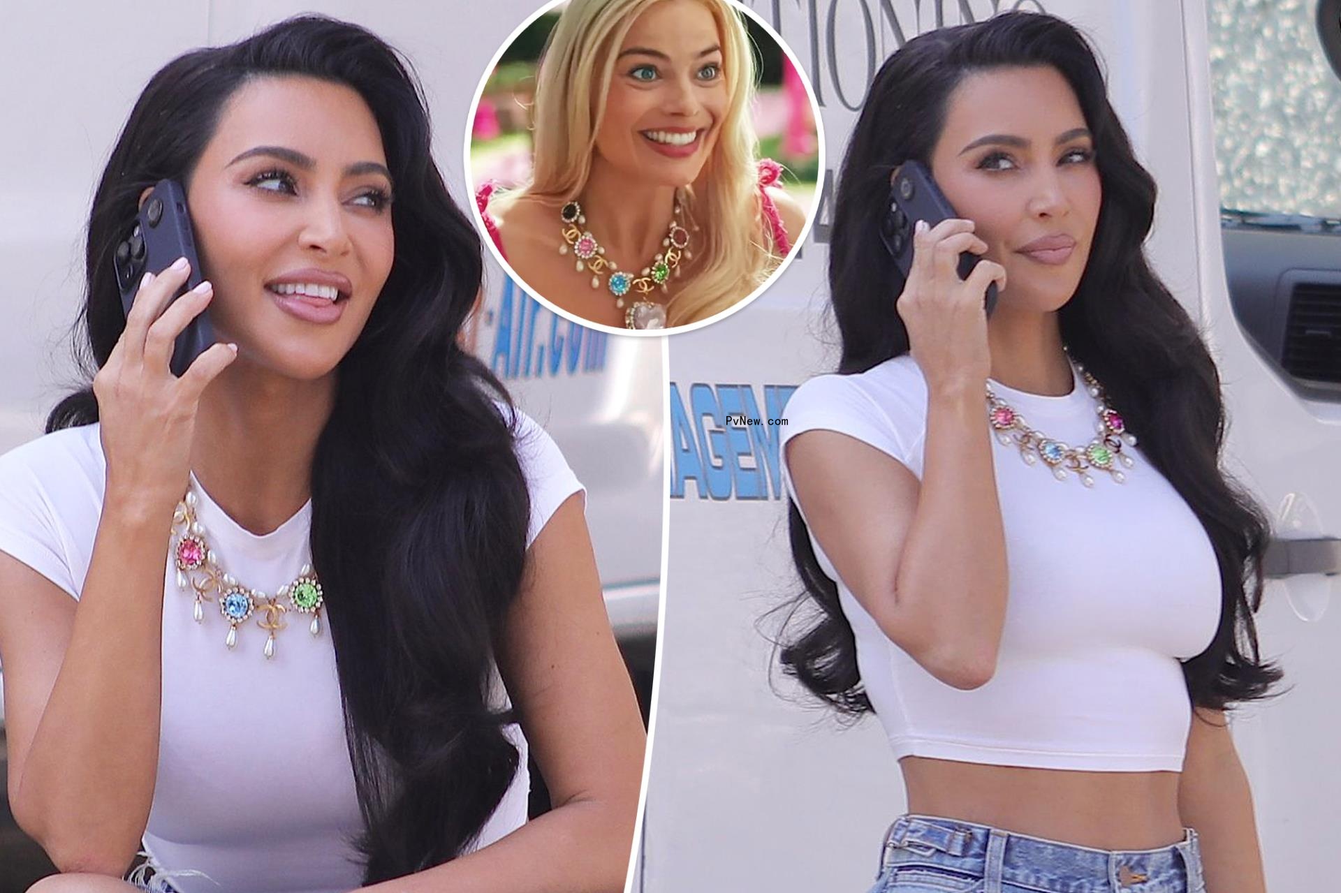 Kim Kardashian wears rare Chanel ‘Barbie’ necklace for Super Bowl halftime announcement