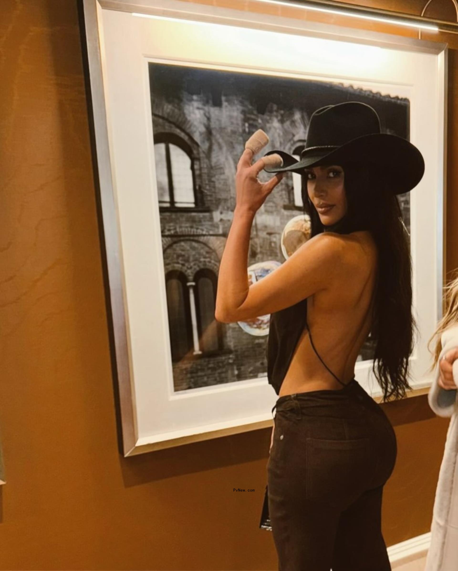 Kim Kardashian in a cowgirl hat