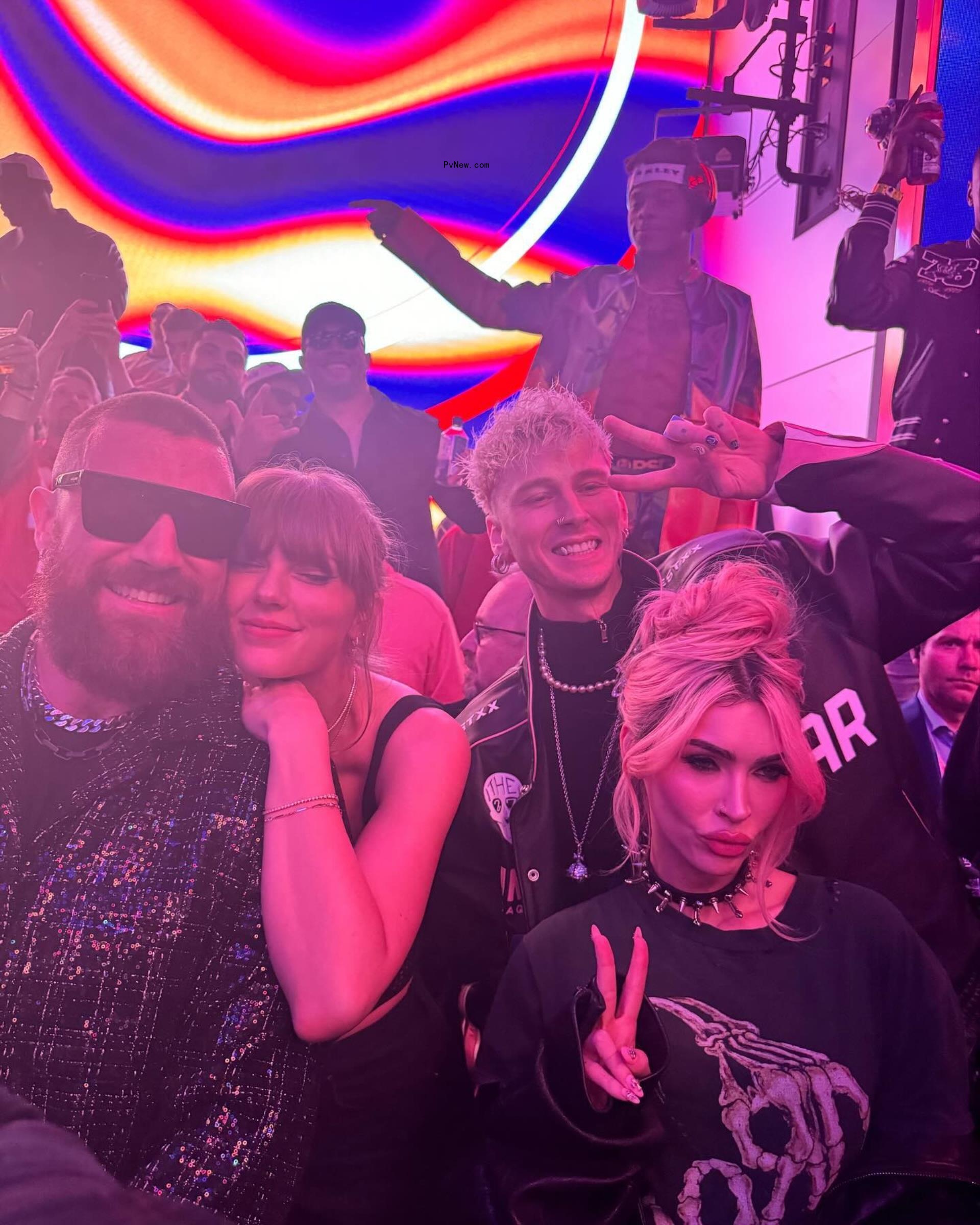 Taylor Swift and Travis Kelce with Megan Fox and MGK