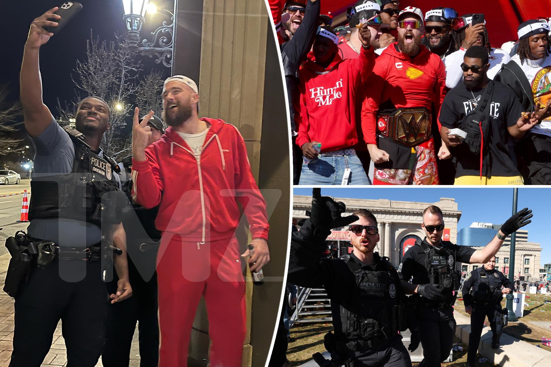 Travis Kelce takes photo with cops just hours after Kansas City shooting that left 1 person dead