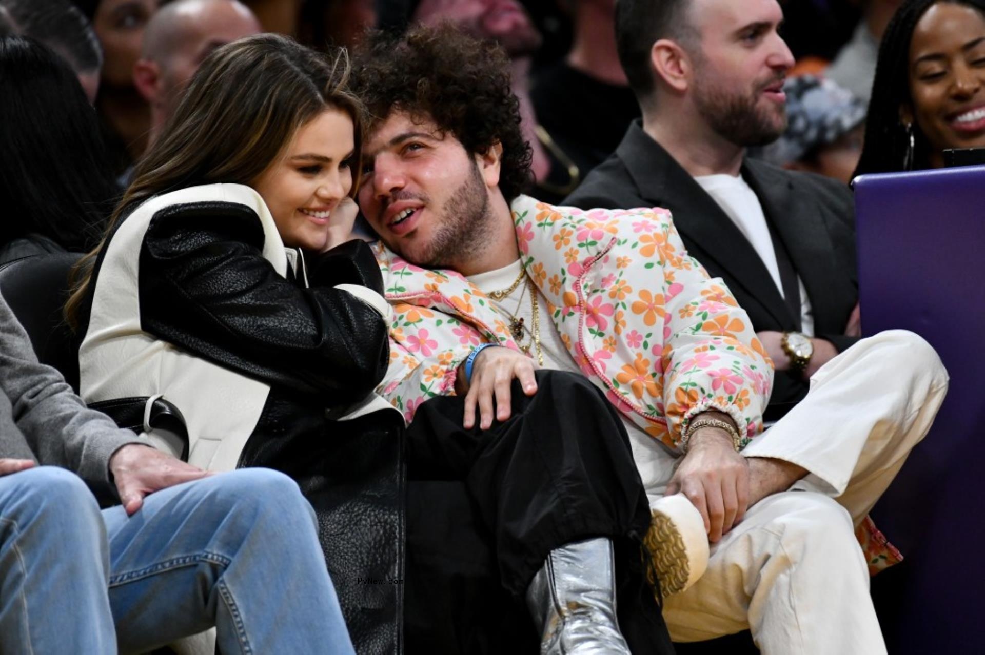 Selena Gomez and Benny Blanco at a basketball game