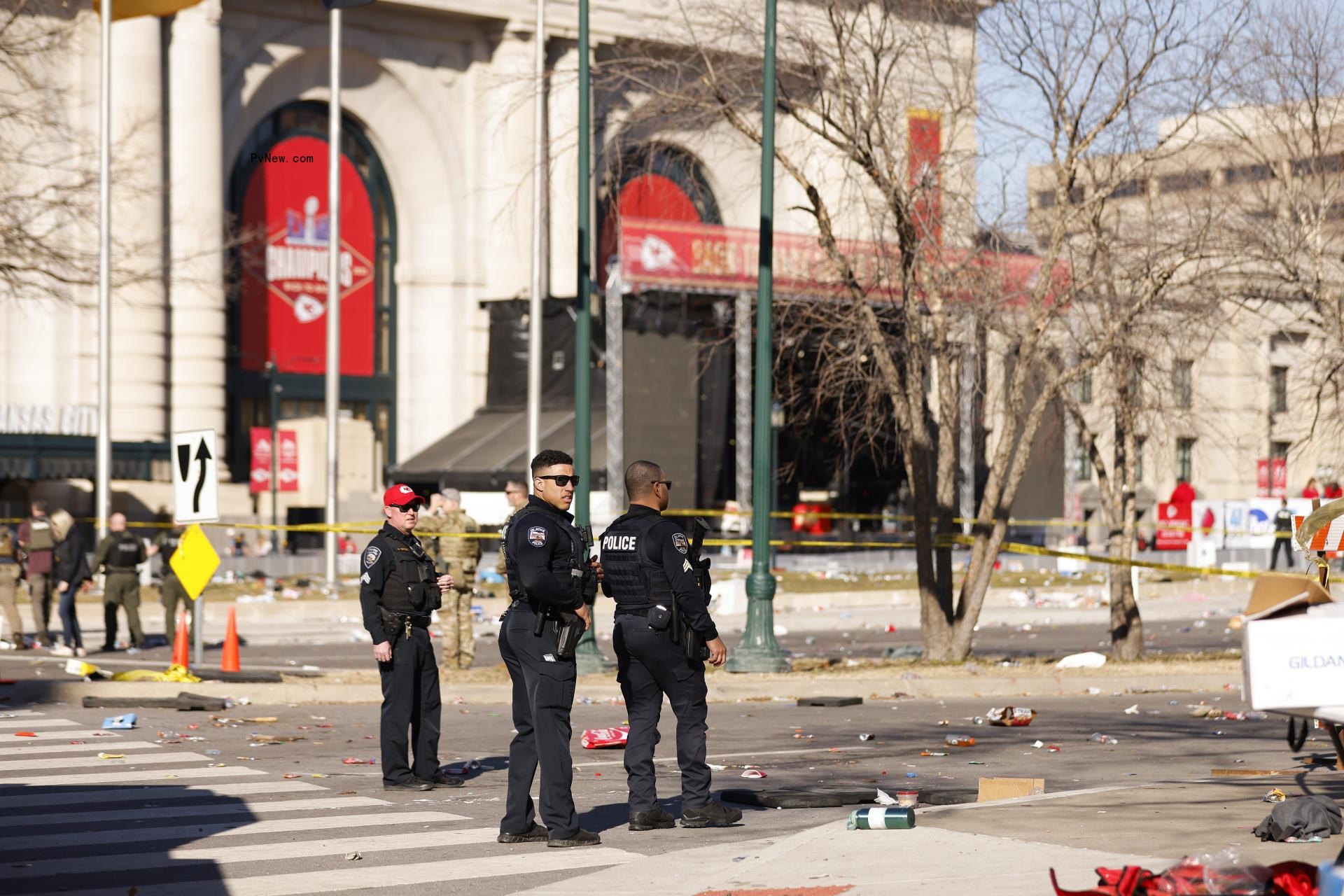 Officers at the Kansas City Chiefs parade.