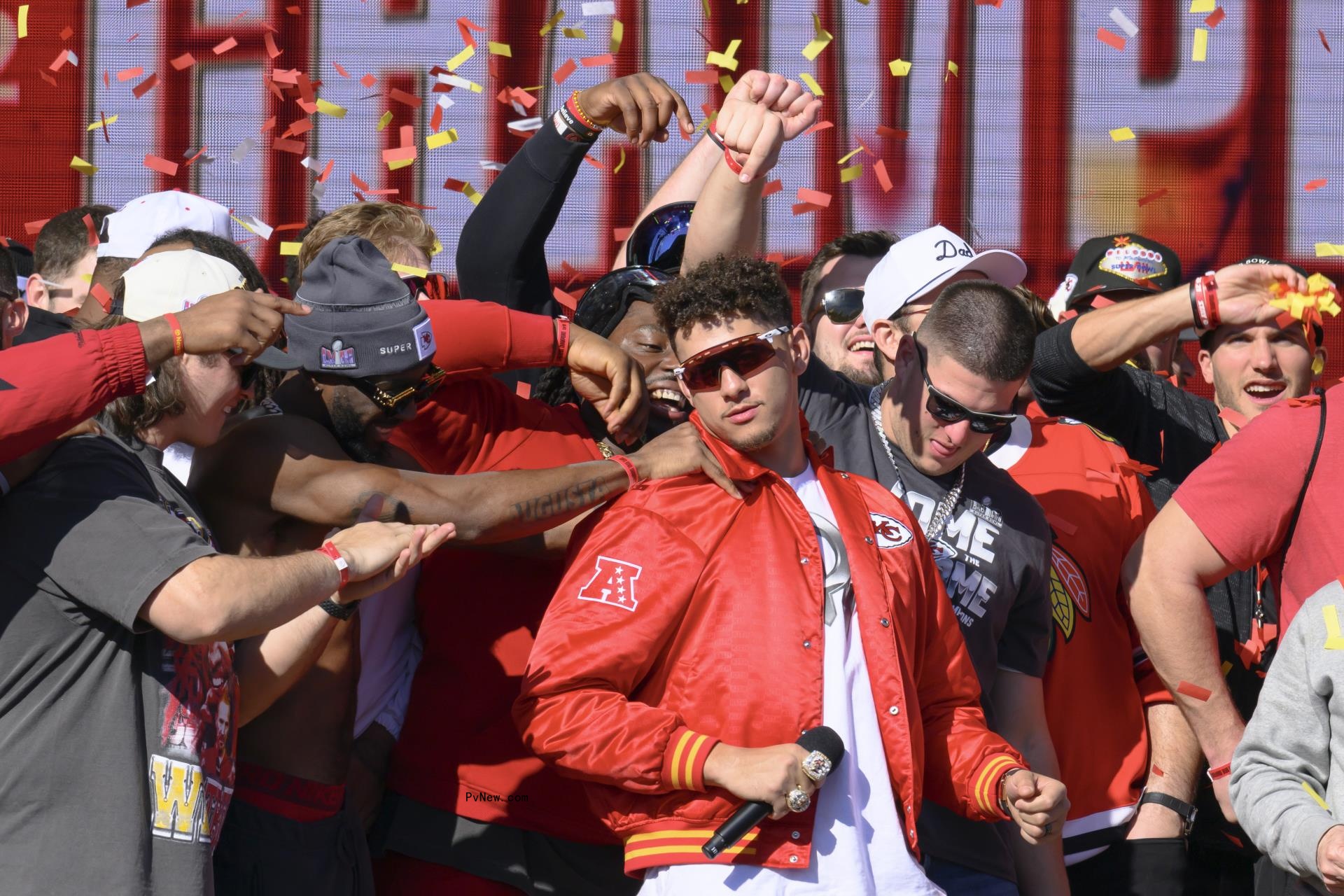Patrick Mahomes at the Kansas City Chiefs parade.