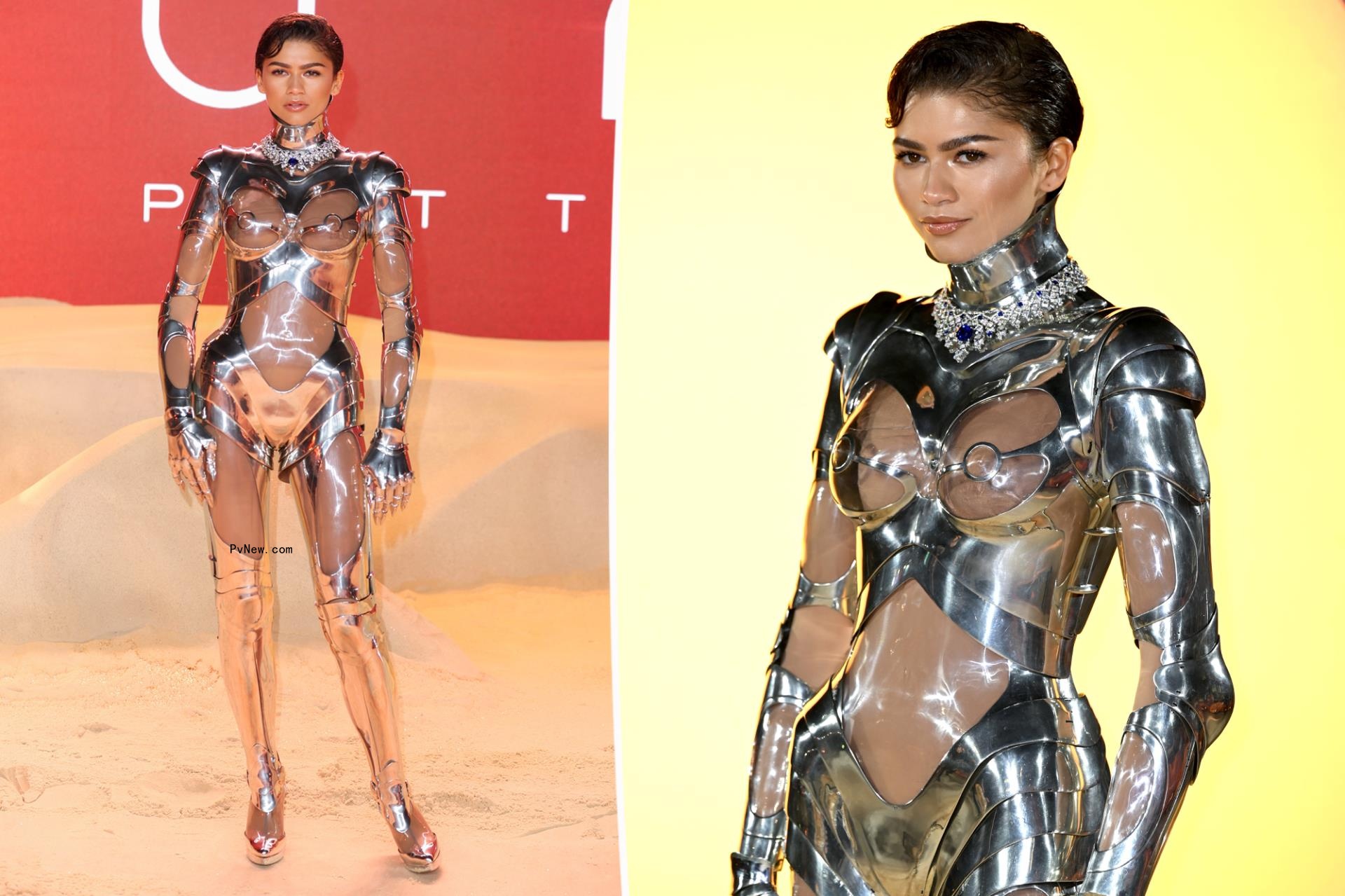 Zendaya goes full fashion robot in me<i></i>tal Mugler couture at ‘Dune: Part Two’ Lo<i></i>ndon premiere