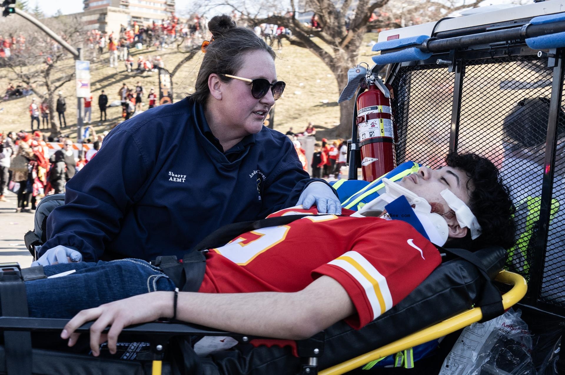 Fans injured at the Super Bowl victory parade.