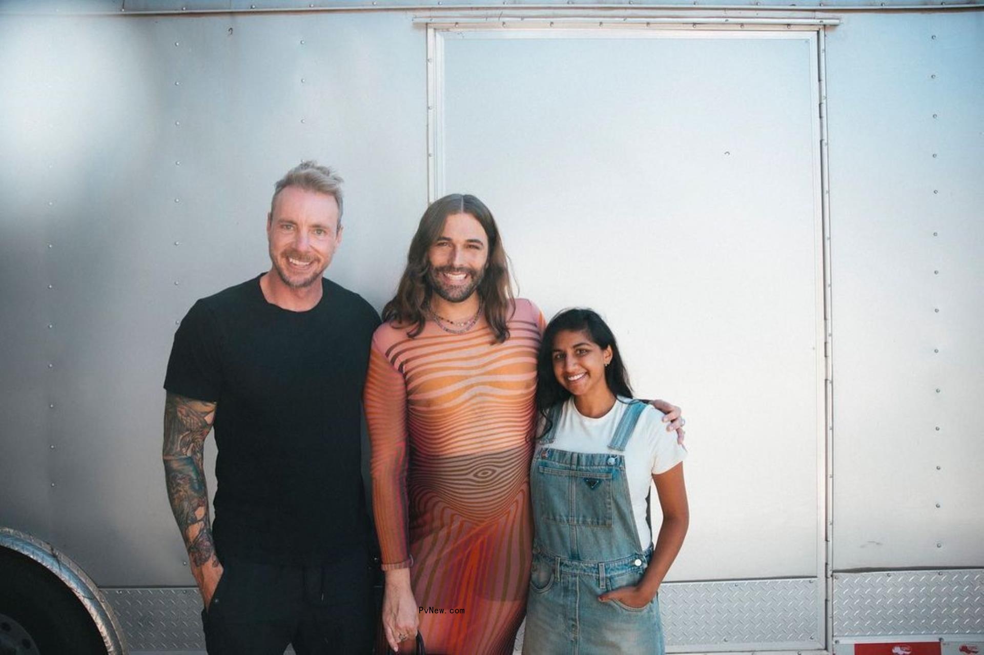 Jo<i></i>nathan Van Ness with Dax Shepard and Mo<i></i>nica Padman's