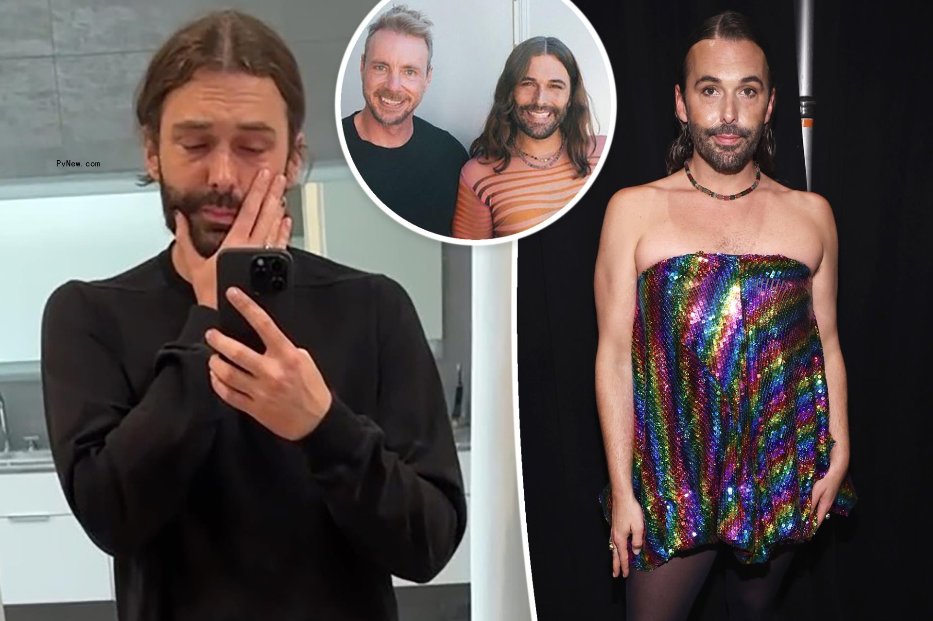 Jo<i></i>nathan Van Ness breaks down in tears during tense debate a<i></i>bout trans rights with Dax Shepard