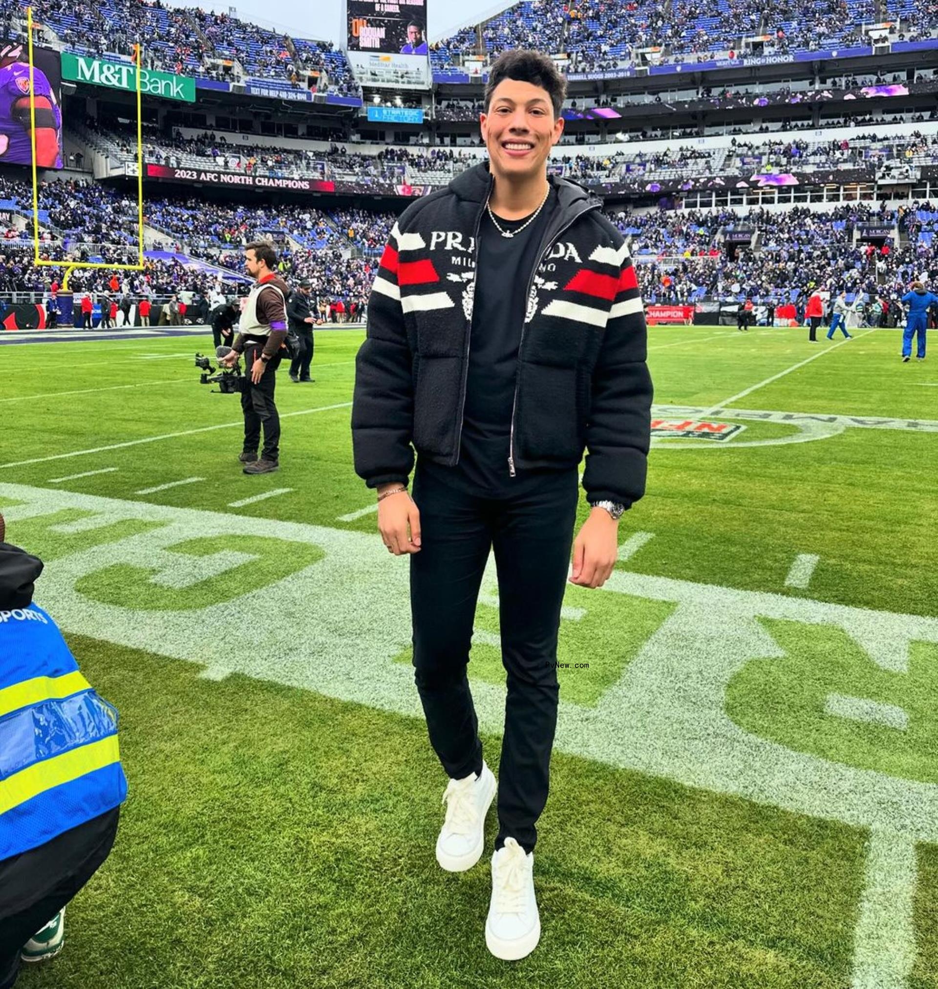 Jackson Mahomes standing on the football field