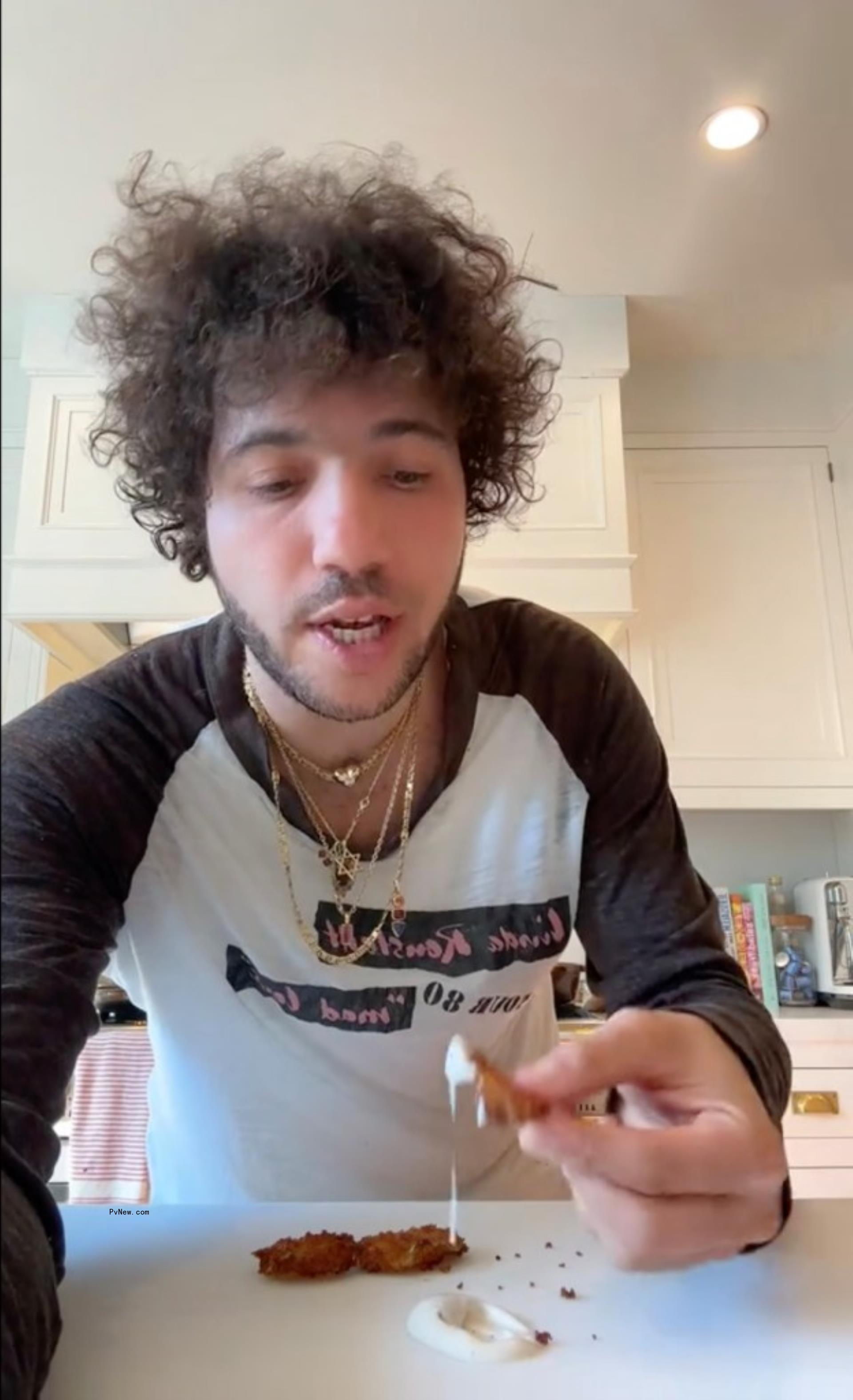 Benny Blanco making fried pickles. 