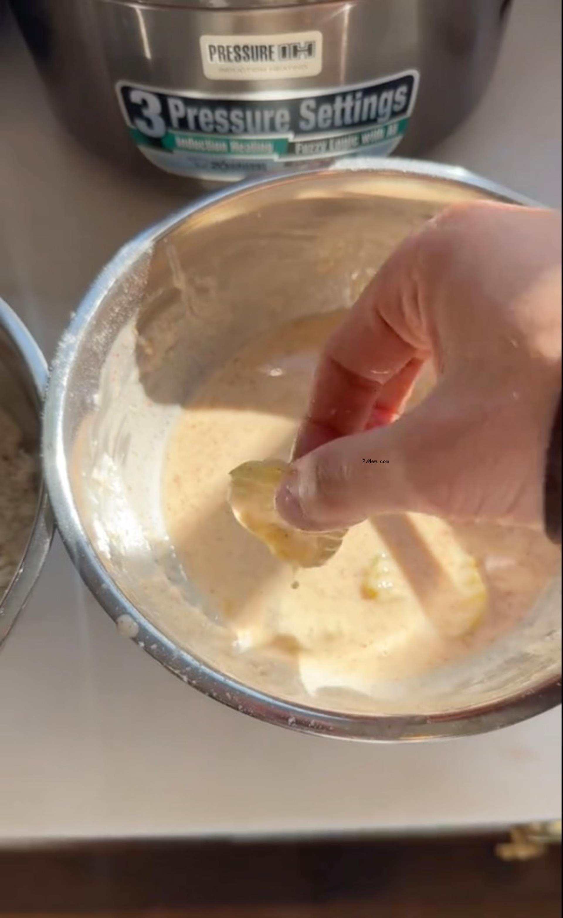 Benny Blanco making fried pickles. 