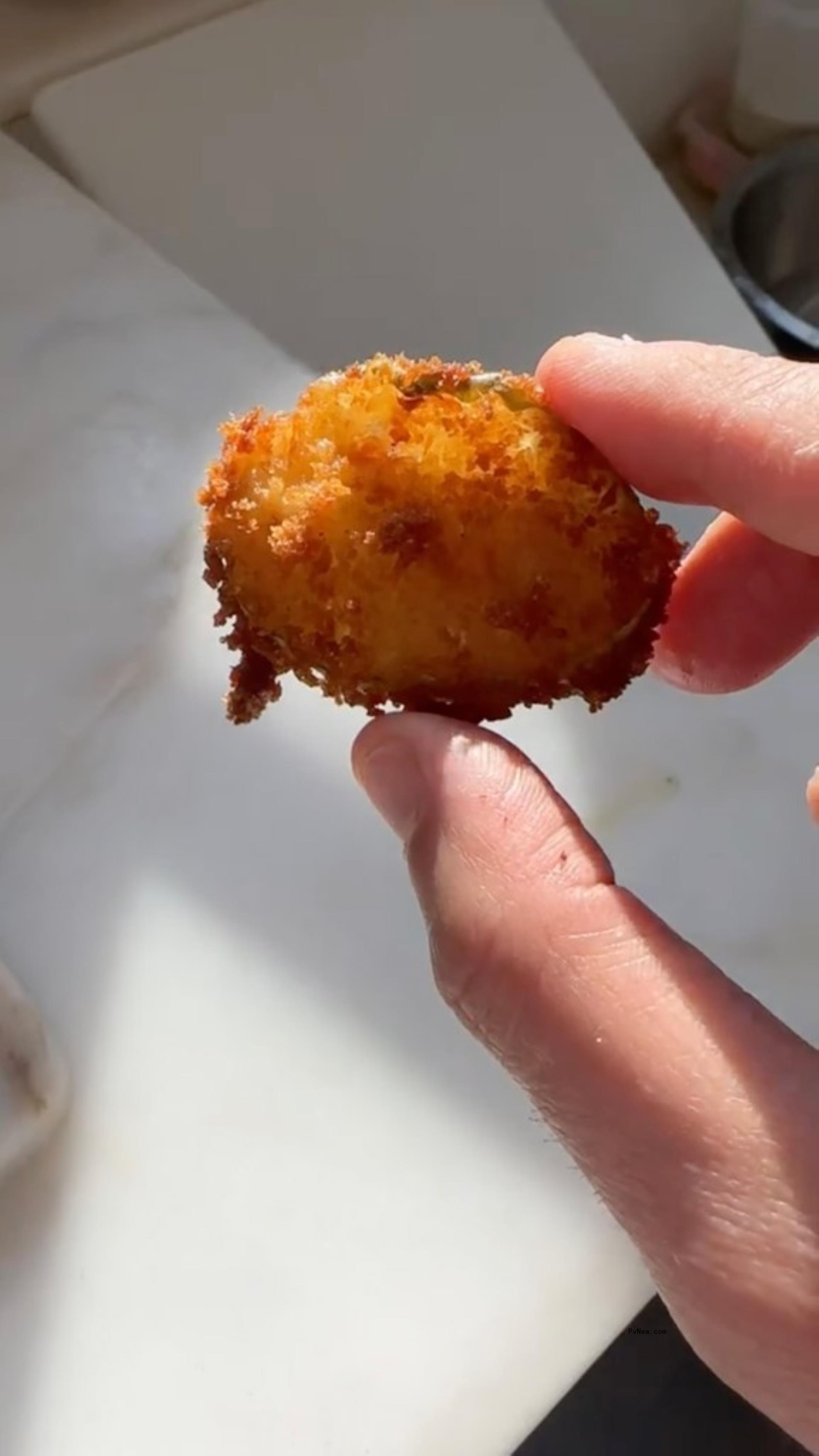 Benny Blanco making fried pickles. 