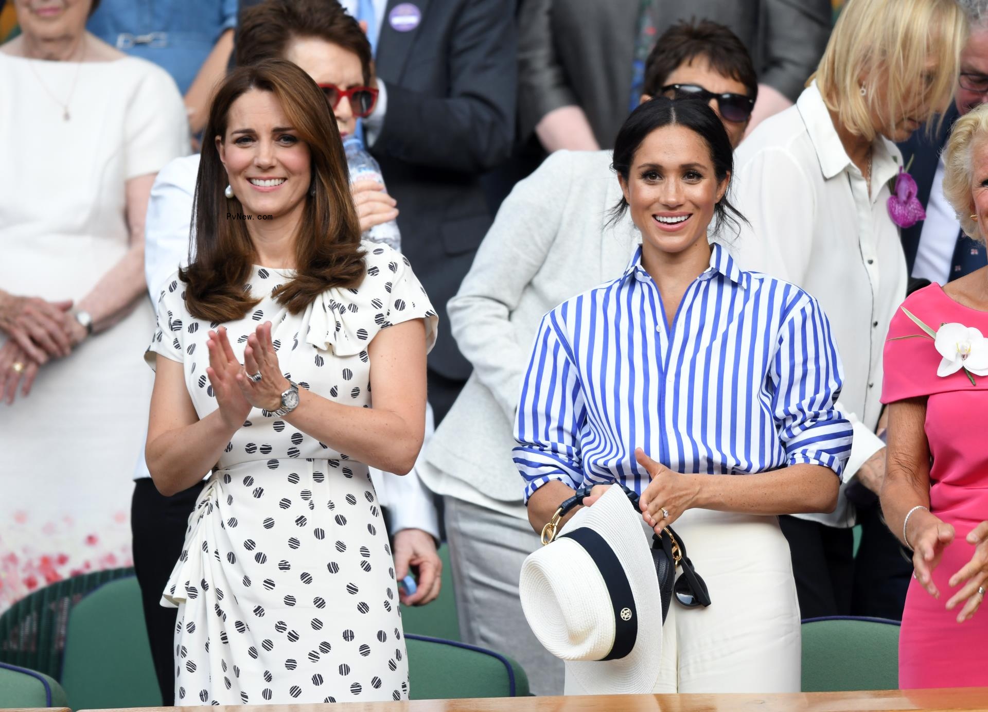 Kate Middleton and Meghan Markle at Wimbledon in 2018.