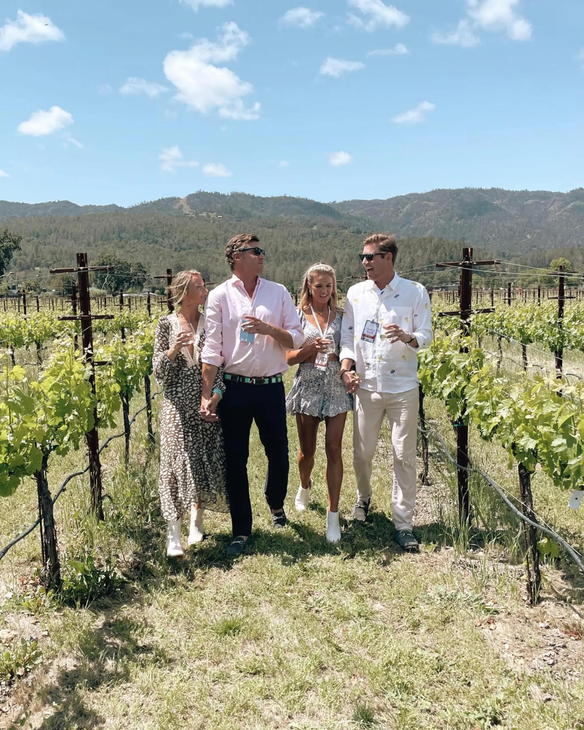 Olivia Flowers, Austen Kroll, Taylor Ann Green and Shep Rose pose at vineyard
