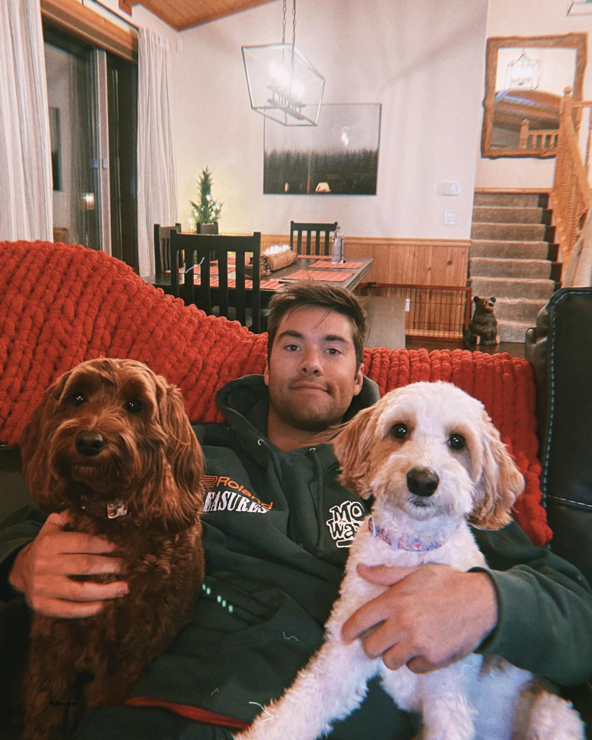 Austin North with his dogs.