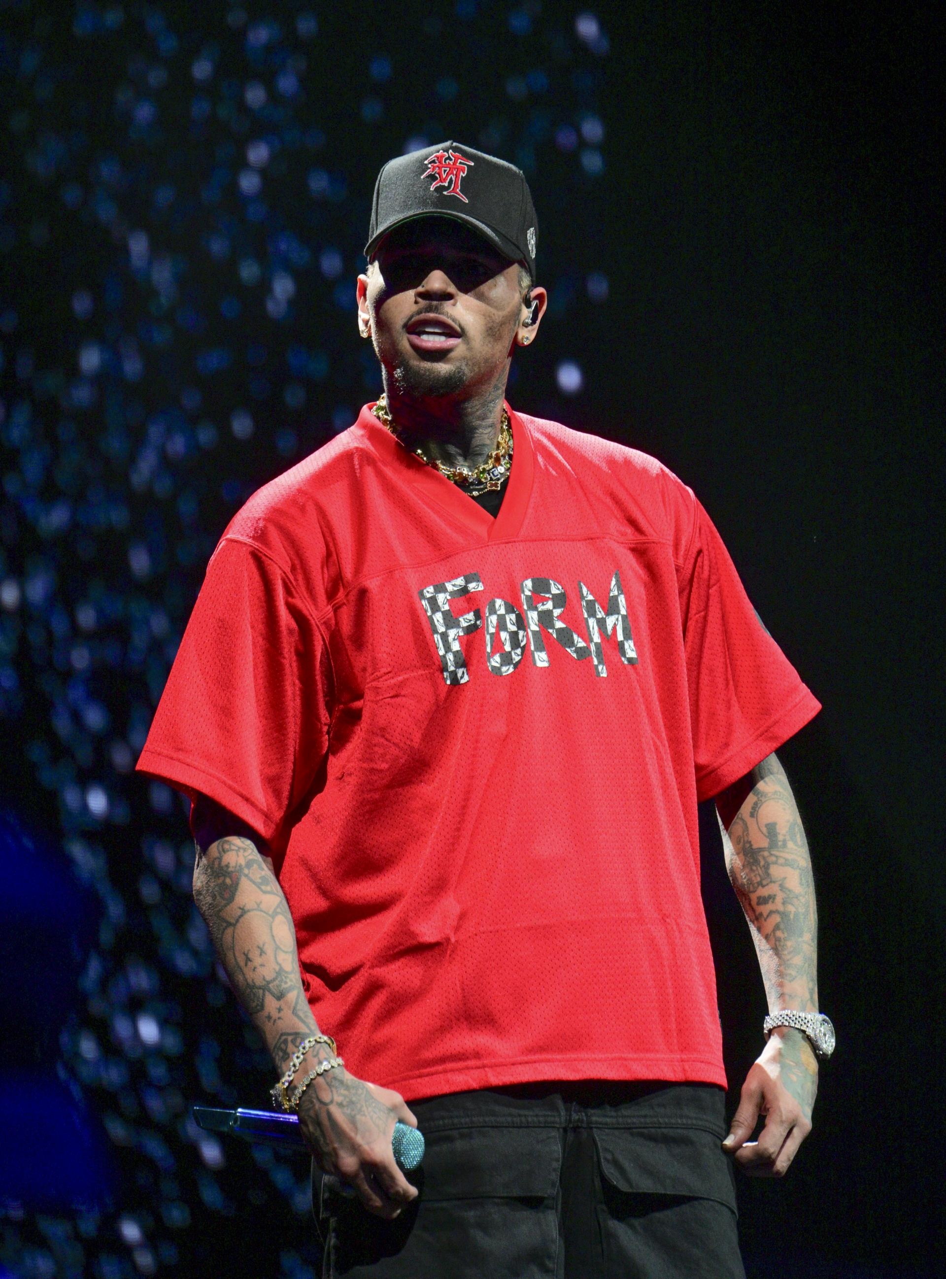 Chris Brown performing.