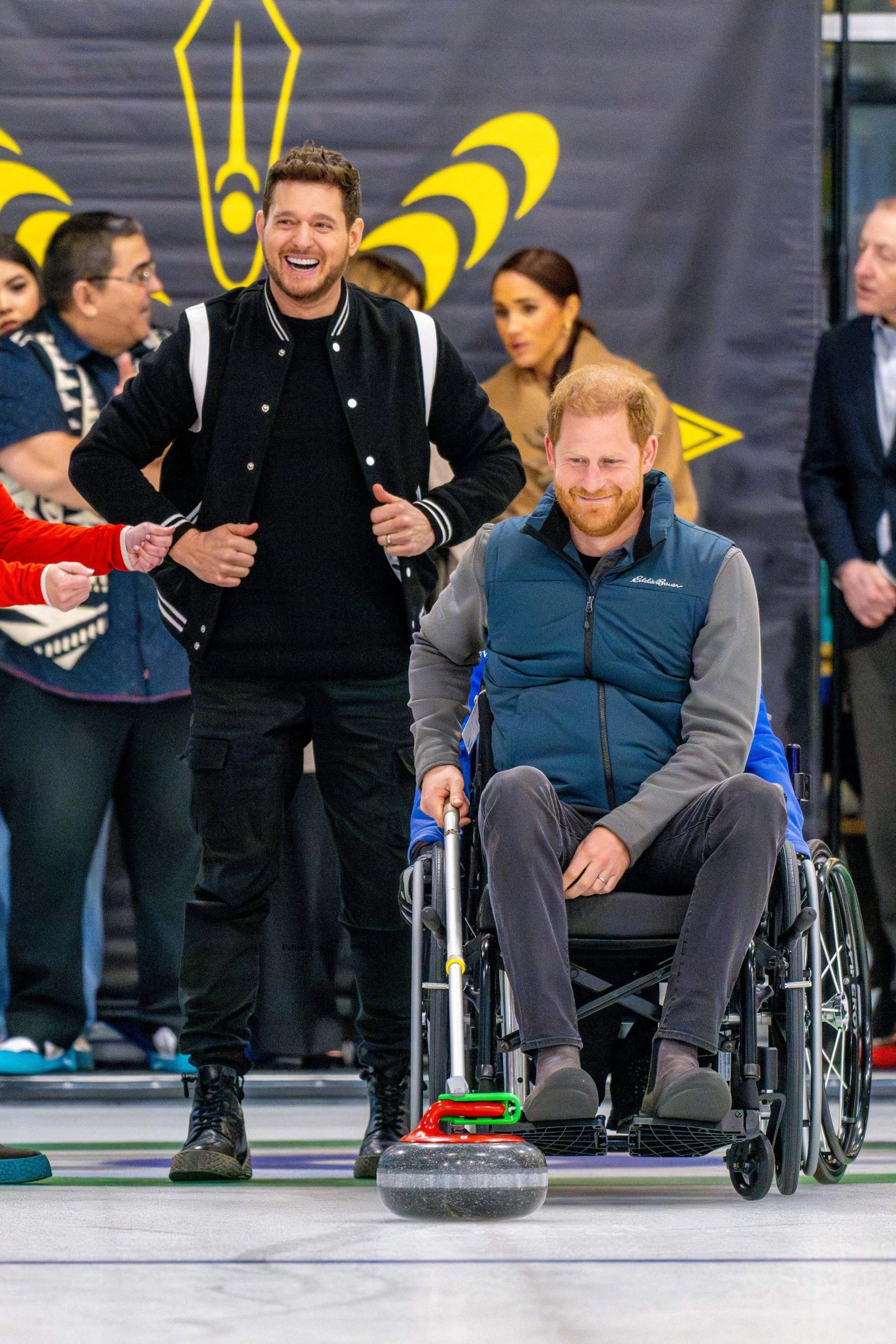 Michael Bublé with Prince Harry at the Invictus Games' Winter Training Camp.